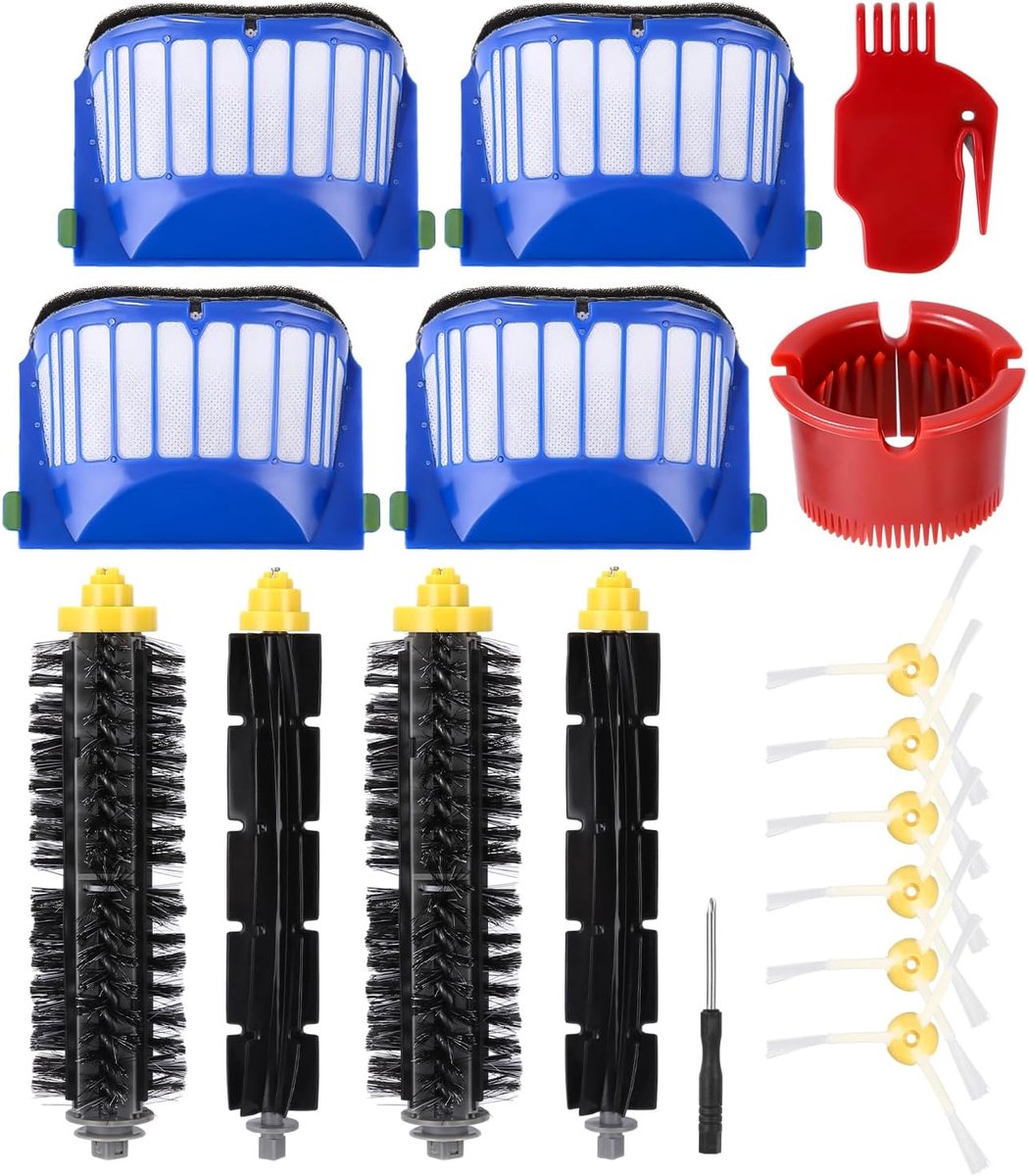 SnelShoppen - 17-delig Accessoire Kit voor iRobot Roomba 600 Serie - Vervangende Borstels, Filters en Onderdeelset voor Efficiënte Stofzuiging