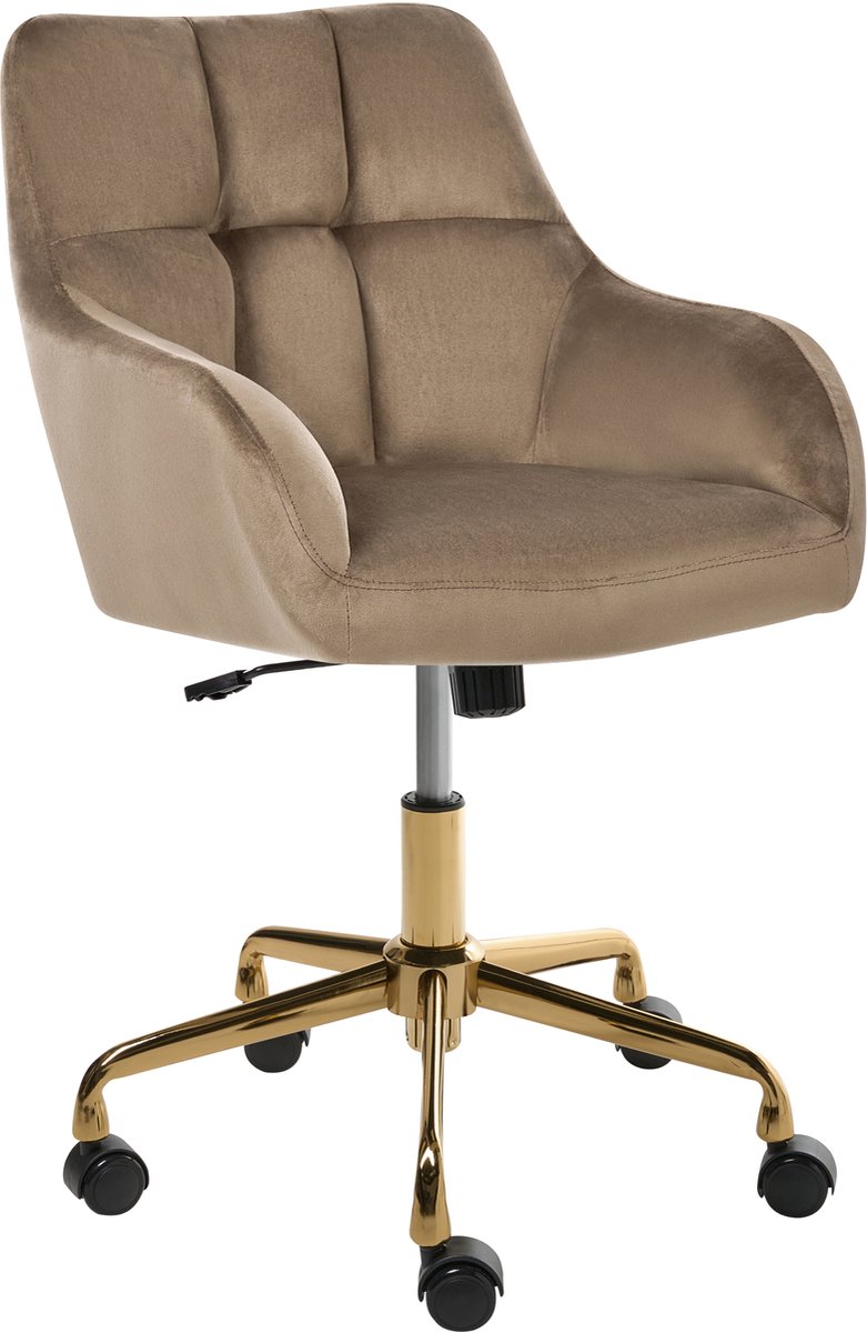 PALMDALE - Bureaustoel - Taupe - Fluweel
