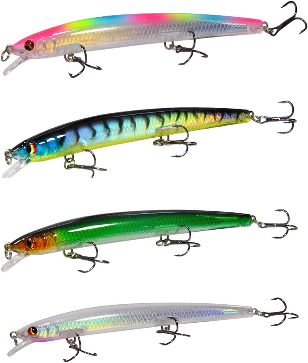 SnelShoppen - 4x Kunstmatige Vissen Lures voor Snoek, Baars & Zander - Reflecterende Bait met 3D Ogen - Ideaal voor Zoet en Zoutwater Vissen