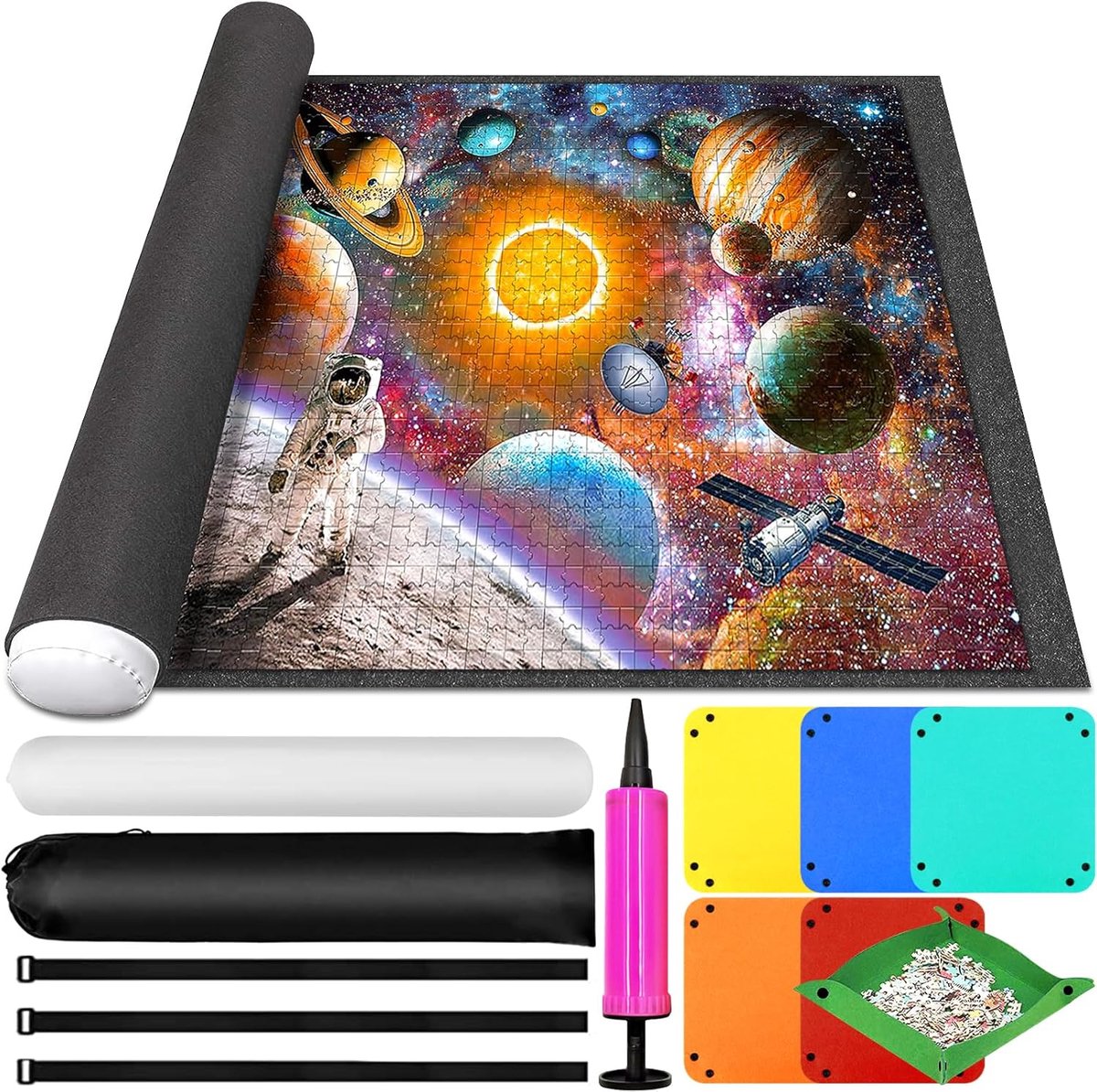 SnelShoppen - Puzzle Mat voor 1000 1500 2000 3000 Puzzlestukken - Draagbare Puzzle Rolmat met Accessoires - Opbergmat voor Puzzels - Inclusief 6 Kleur