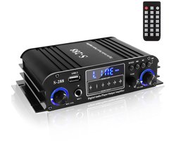 SnelShoppen - 4-Kanaals Bluetooth 5.0 Stereo Versterker 50W x 4, 1200W HiFi Geluidsversterker met USB, SD, FM, Ideaal voor Thuis Theater en Karaoke -