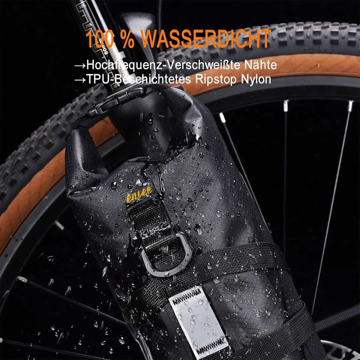 SnelShoppen - 5L Fietstas Pannier Rack Bag - 100% Waterdichte Rolltop Fietsframe Tas - Duurzaam en Scheurbestendig Nylon - Inclusief Bevestigingsmater