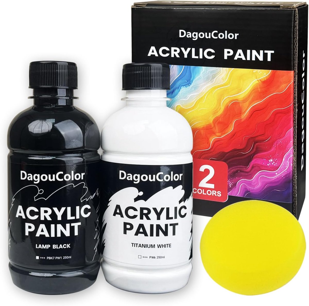 SnelShoppen - Acrylverf Set 2 Kleuren 250ml - Premium Kunst Verf voor Canvas, Hout, Rotsen - Inclusief Spons - Creatieve Kunstbenodigdheden voor Begin