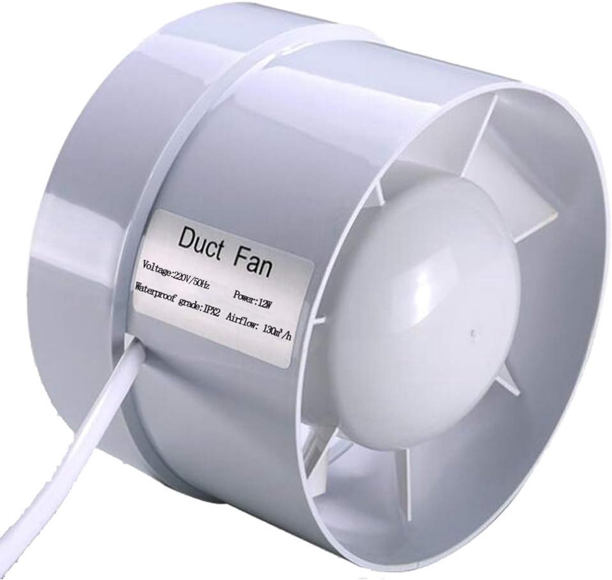 SnelShoppen - 100 mm Inline Afzuigventilator 130 m³/h 12 W voor Badkamers, Keukens, Kassen
