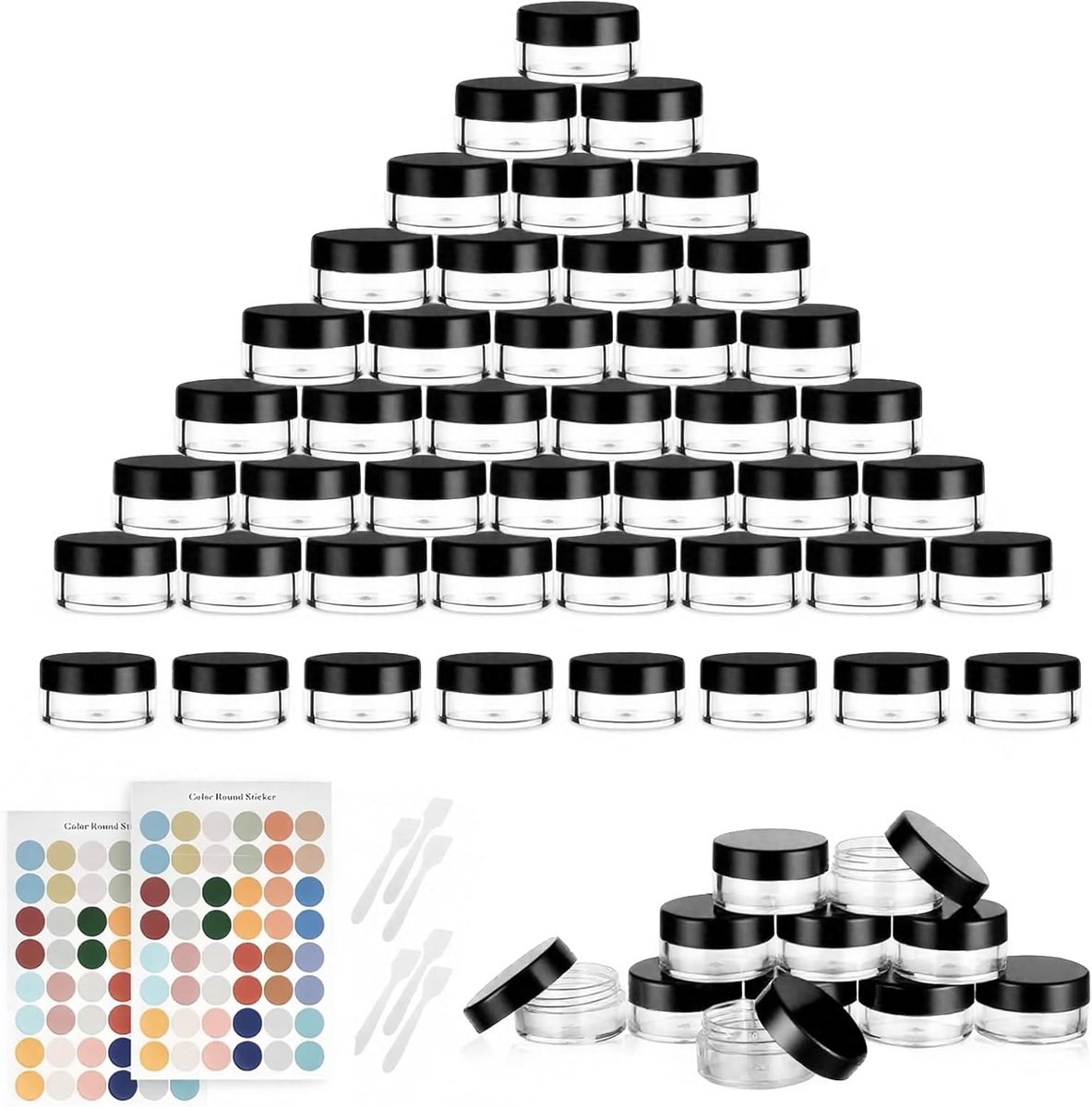 SnelShoppen - Flintronic Plastic Cosmetica Potjes - 70 Stuks x 5ml - Transparant - Perfect voor Make-up, Huidverzorging, Reizen en DIY-projecten