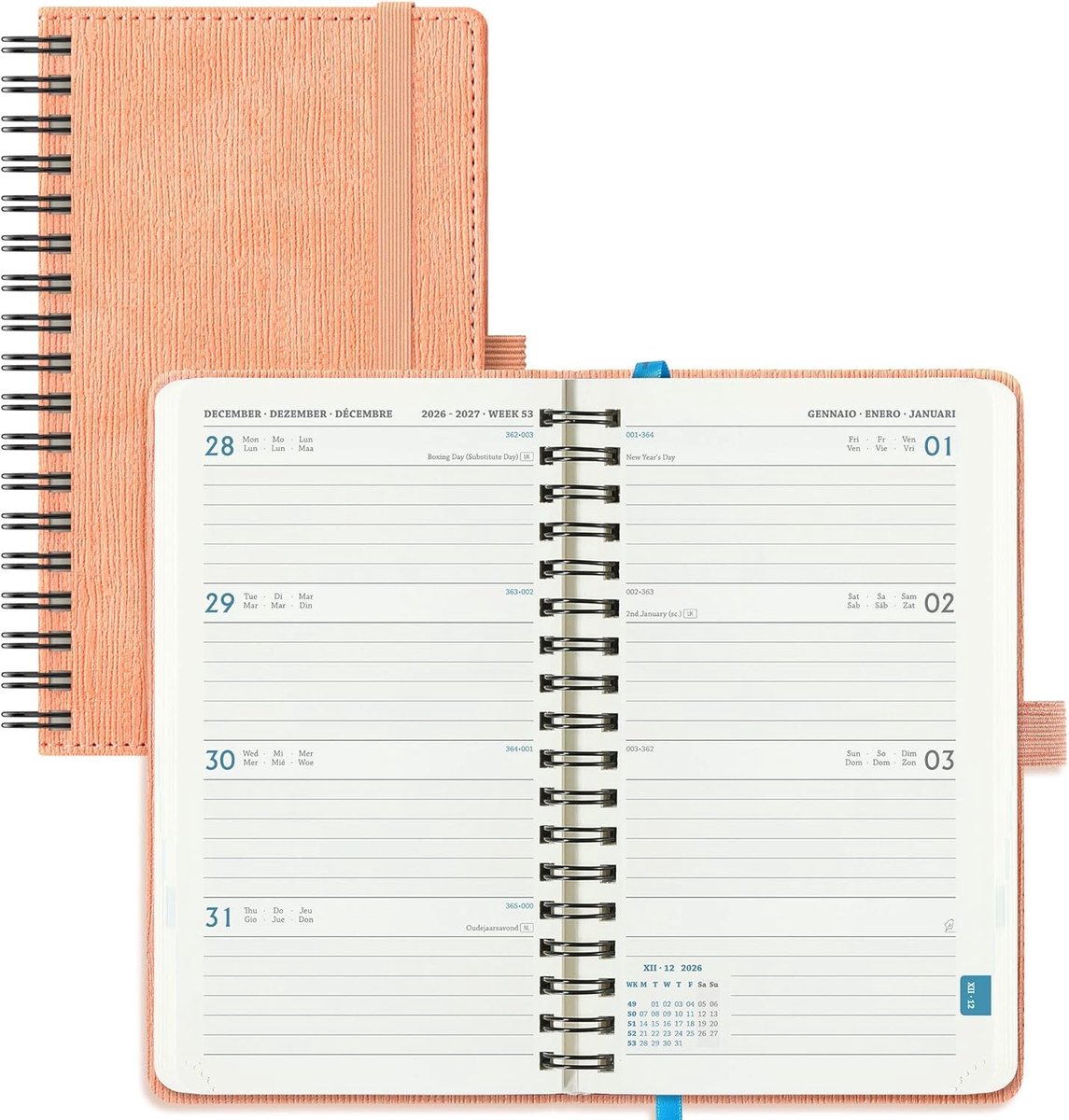 SnelShoppen - Agenda 2026 2027 Pocket Weekly A6 Soft PU Leather Spiral Planner - 18 maanden School Diary in Pink - Handig voor Taken, Prioriteiten en