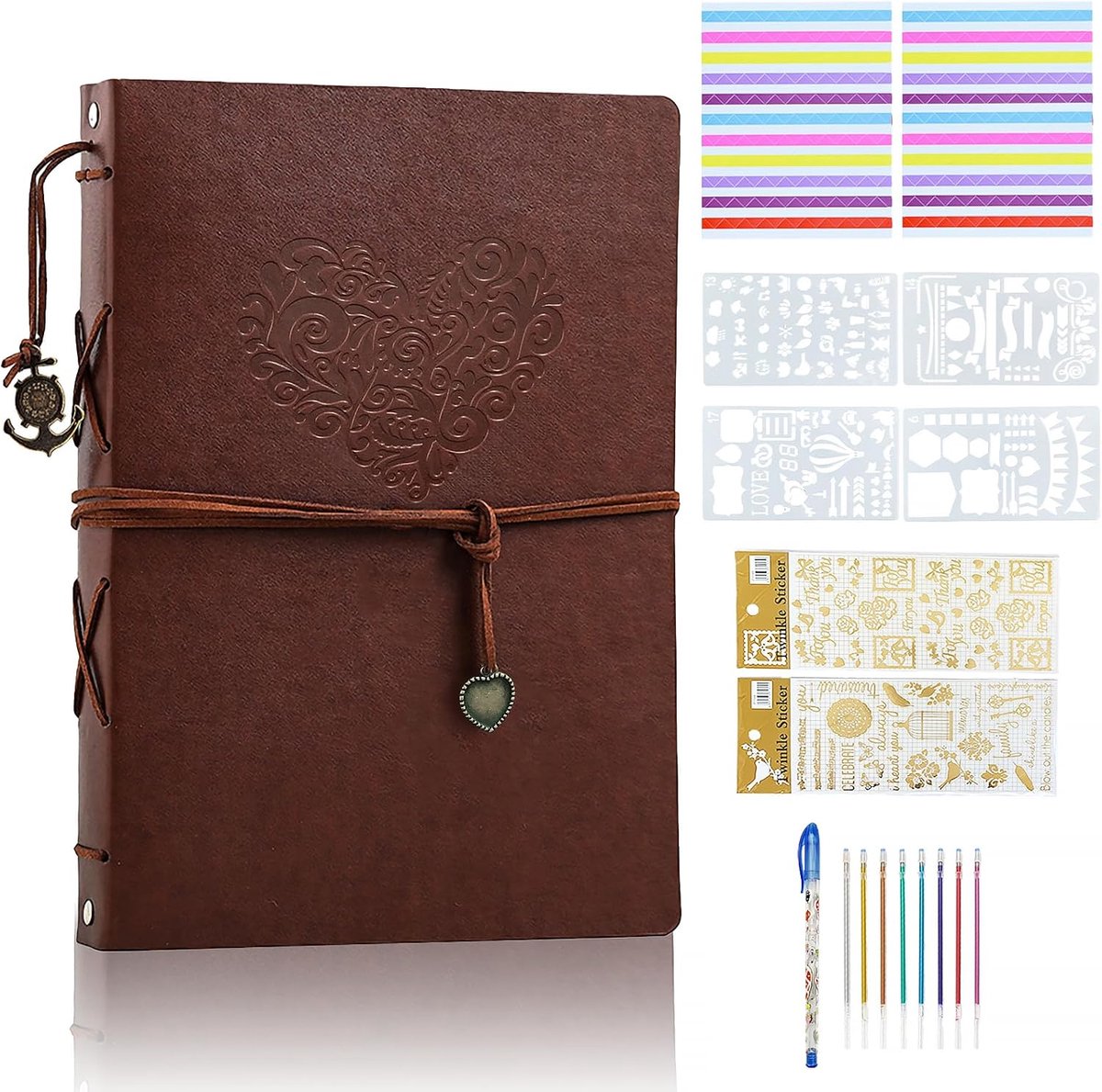 SnelShoppen - Leather Scrapbook Foto Album Zelfklevend DIY Vintage Foto Boek voor Moeder, Echtgenoot, Verjaardag, Huwelijk, Jubileum, 30 Bladen, Bruin