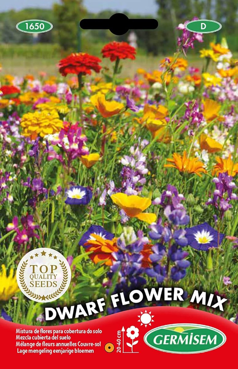 SnelShoppen - Germisem EC1650 Dwerg Bloemenmix Zaden 8g, Multicolor, Voor Tuin en Feest, Snelle Groei en Germinatie, Ideaal voor Transplantatie