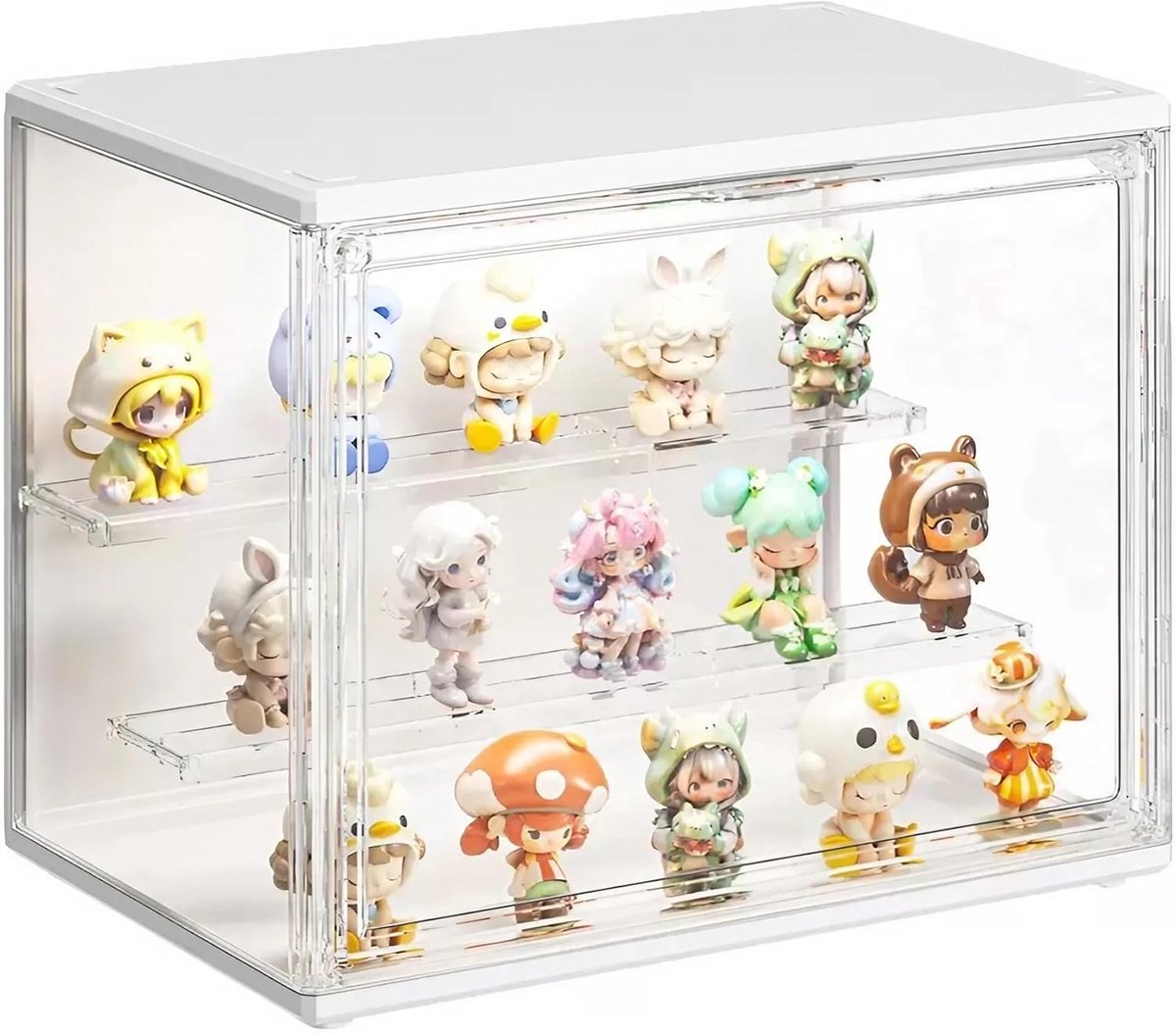 SnelShoppen - 3-laags Acryl Collectible Display Cabinet met LED Verlichting, Duidelijke Display Box met Magnetische Deur voor Actiefiguren, Minifiguur