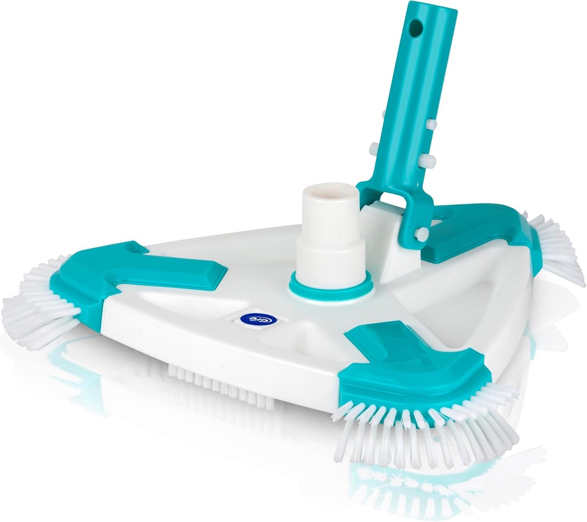 SnelShoppen - Rotating Triangular Broom with Brush - Pool Cleaner, 25x26x11 cm, Wit, Voor Efficiënte Zwembad Onderhoud, Handmatig en Economisch