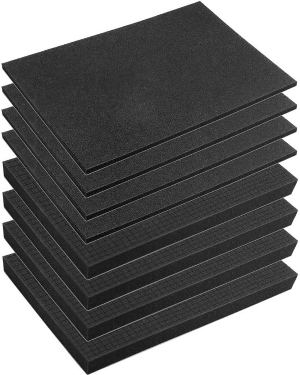 grid foam kubusschuim 4 stuks 400 x 300 x 25 mm + 4 stuks 400 x 300 x 10 mm, kan worden gebruikt om gereedschap, camera's, cosmetica en handwerk te beschermen
