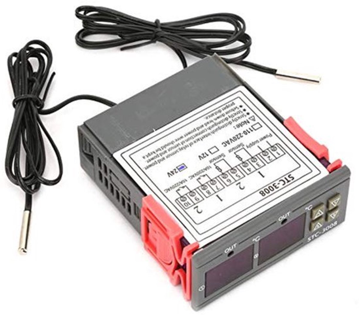 STC-3008 Digitale Temperatuurcontroller - Dubbele Probe - 24 V voor Koelkast, Kweekkas en Aquarium