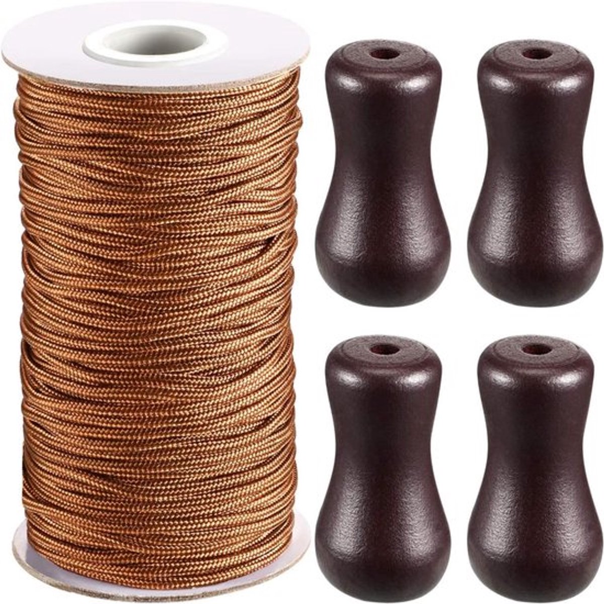 1.8mm Witte Vlechtliftkoord - 55 Yards/rol met 4 Stuks Houten Pendel voor Aluminium Jaloez