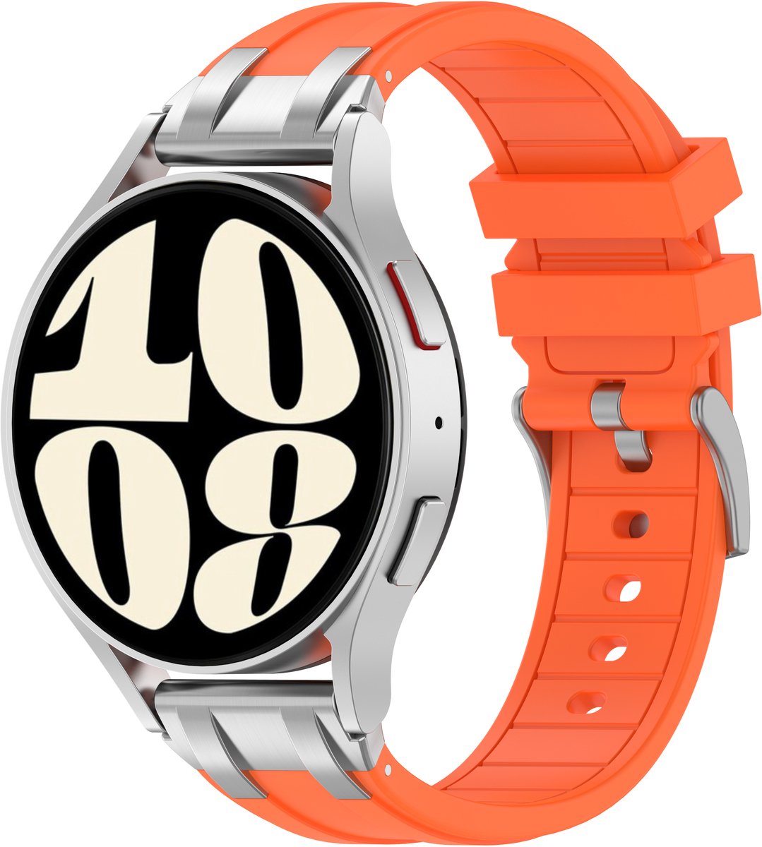 Stravo Premium 20mm Siliconen Horlogebandje – Geïntegreerde Metalen Connector – Geschikt voor Garmin Forerunner 70 / 170 / 55 / 165 / 245, Vivoactive 6 / 5 / 3, Venu SQ 2 en Samsung Galaxy Watch 7 / 6 / 5 / 4 – Oranje