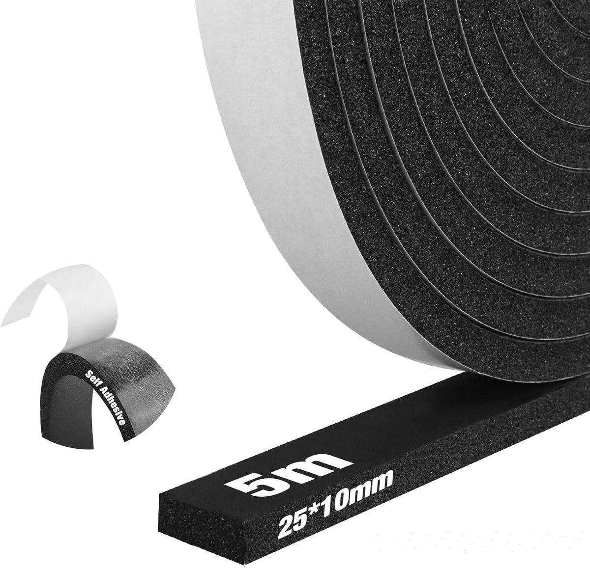 SnelShoppen - Afdichtingstape voor Deuren en Ramen, Zelfklevende Rubber Tochtstrip, Weerstrip voor Kookplaat, Afdichtingsband voor Raam en Deurisolati