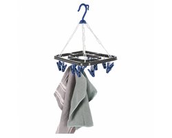 Storage Solutions Droogcarrousel / droogmolen - grijs / blauw - met 18 knijpers - 24 x 31 cm - kunststof