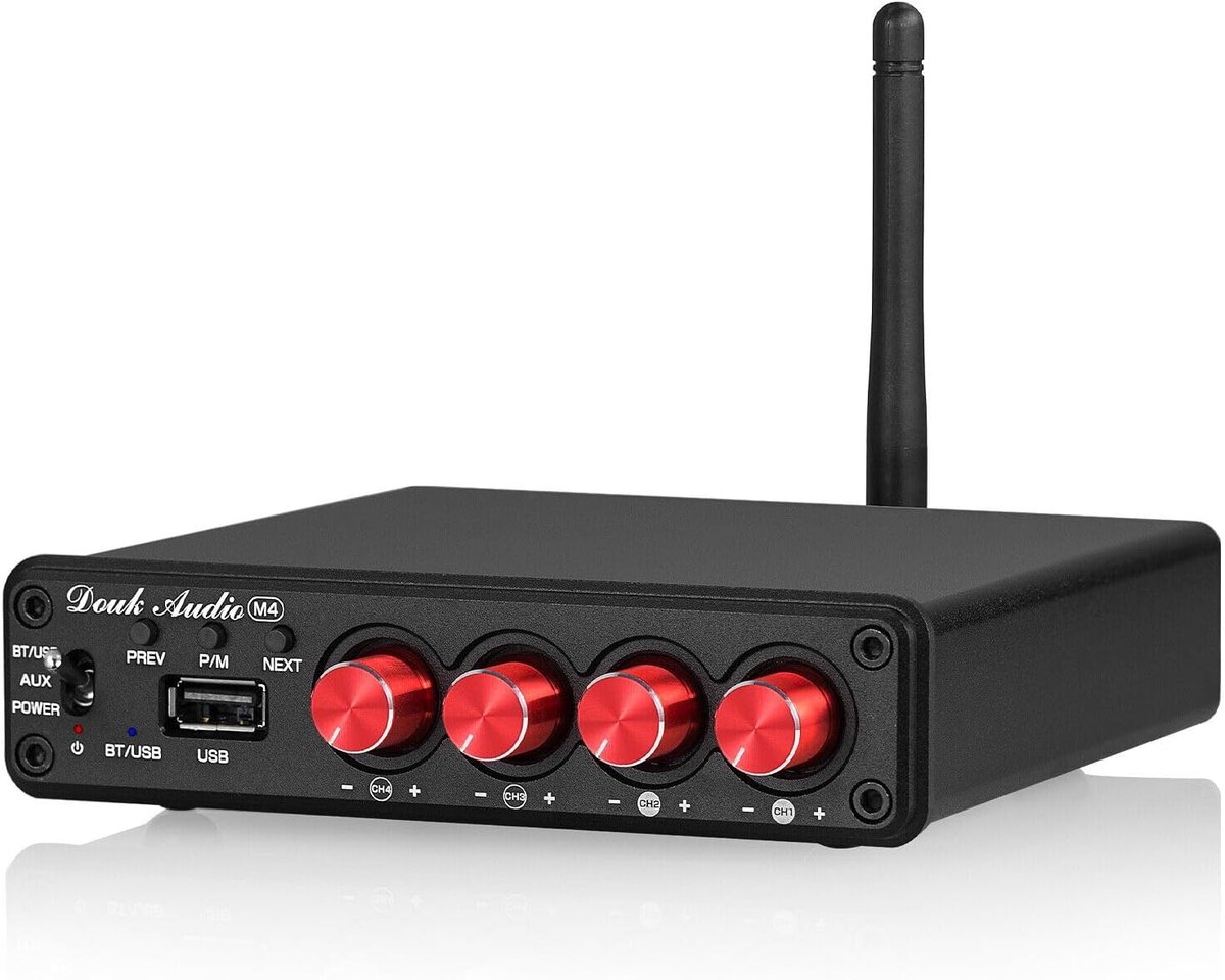 SnelShoppen - HiFi Bluetooth 5.0 Digitale Versterker 50W x 4 Stereo Audio Amplifier 2/4 Kanaals Voor TV, Computer, MP3, Feest, Thuisgebruik