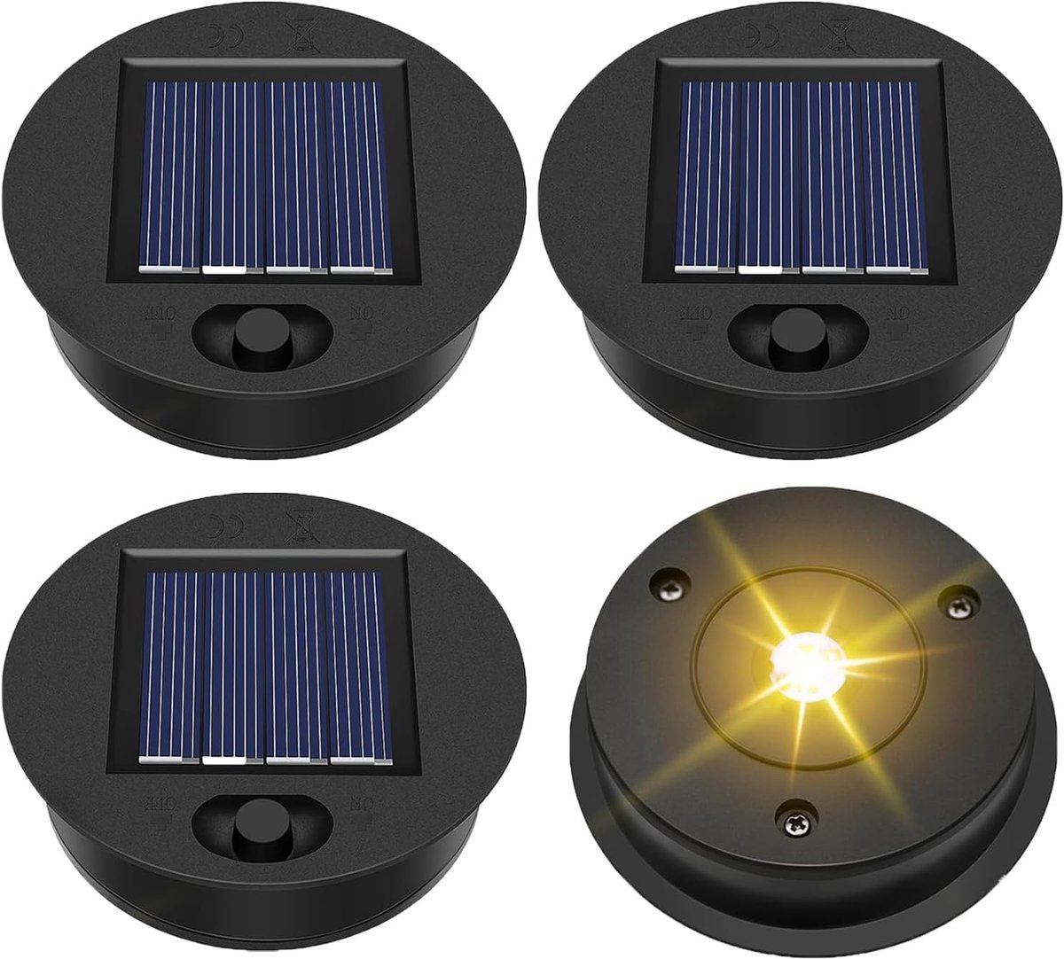 SnelShoppen - Solar Light Vervangonderdelen, 4x Diameter 7cm Vervangende Top met Heldere LED, Vervangingsonderdeel voor Tuinverlichting, Solar Panel L