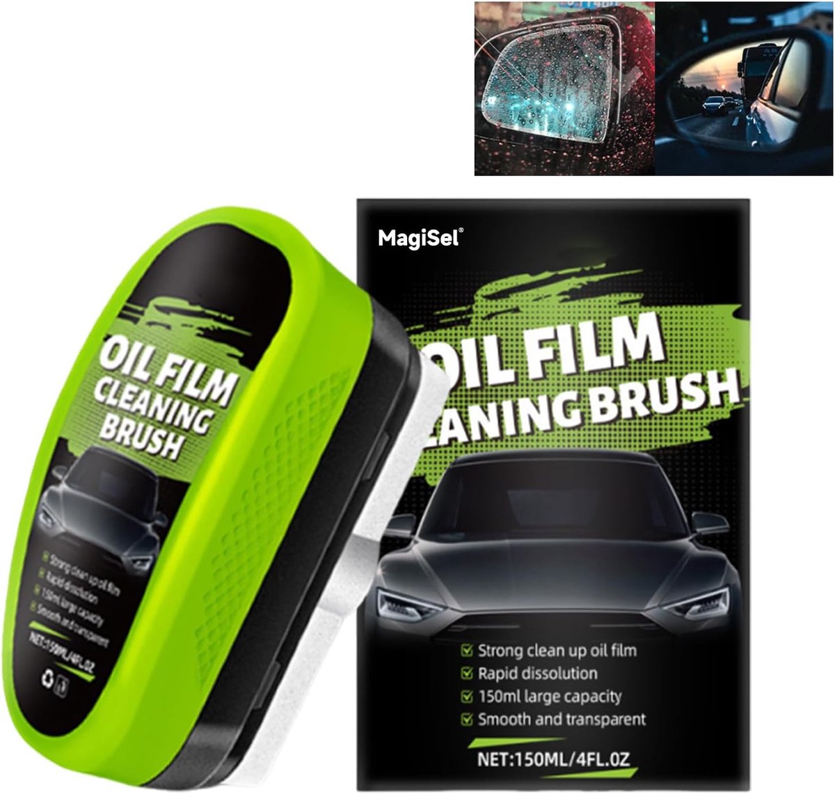 SnelShoppen - MagiSel Oil Film Brush, Auto-oliefilm Reinigingsborstel, Professionele Ruitreiniger, 120 ml, Voorruit, Spiegels, Verhoogde Veiligheid, K