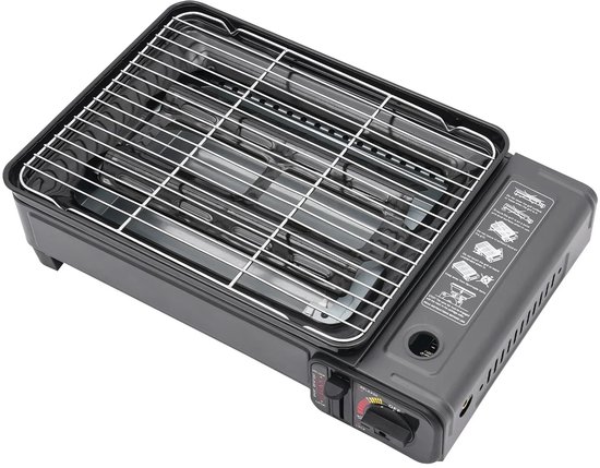 DailyDamaar bakplaat - Grillplaat - Tafelgrill - Camping grill - Draagbaar - Gas - Buiten koken - Bakplaat - Grillnet - Zwart — afbeelding 2