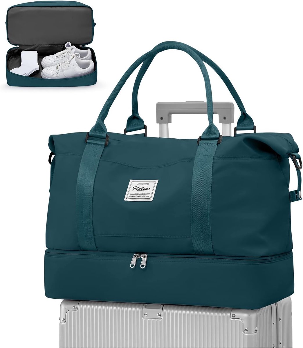 SnelShoppen - Travel Bag Dames 45x36x20cm EasyJet Cabin Bag Onderstoel Weekend Bag Schoencompartiment Waterdicht A04-Peacock Blue