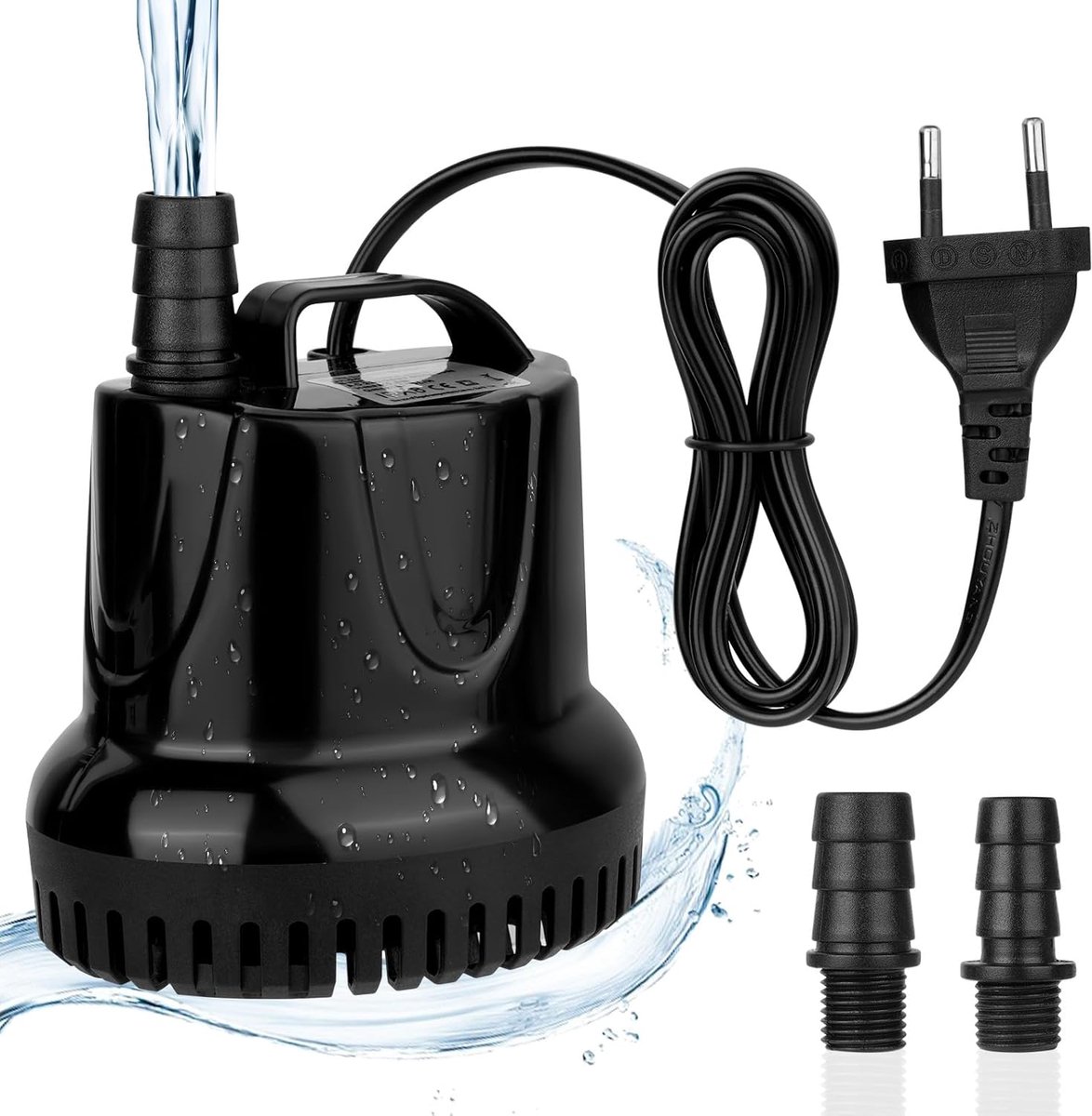 SnelShoppen - Submersible Water Pump 25W, 1200 L/h, Erg Silent Aquarium Pomp met 4 Zuignappen, Ideaal voor Vijver, Vissentank en Fontein, Inclusief 2