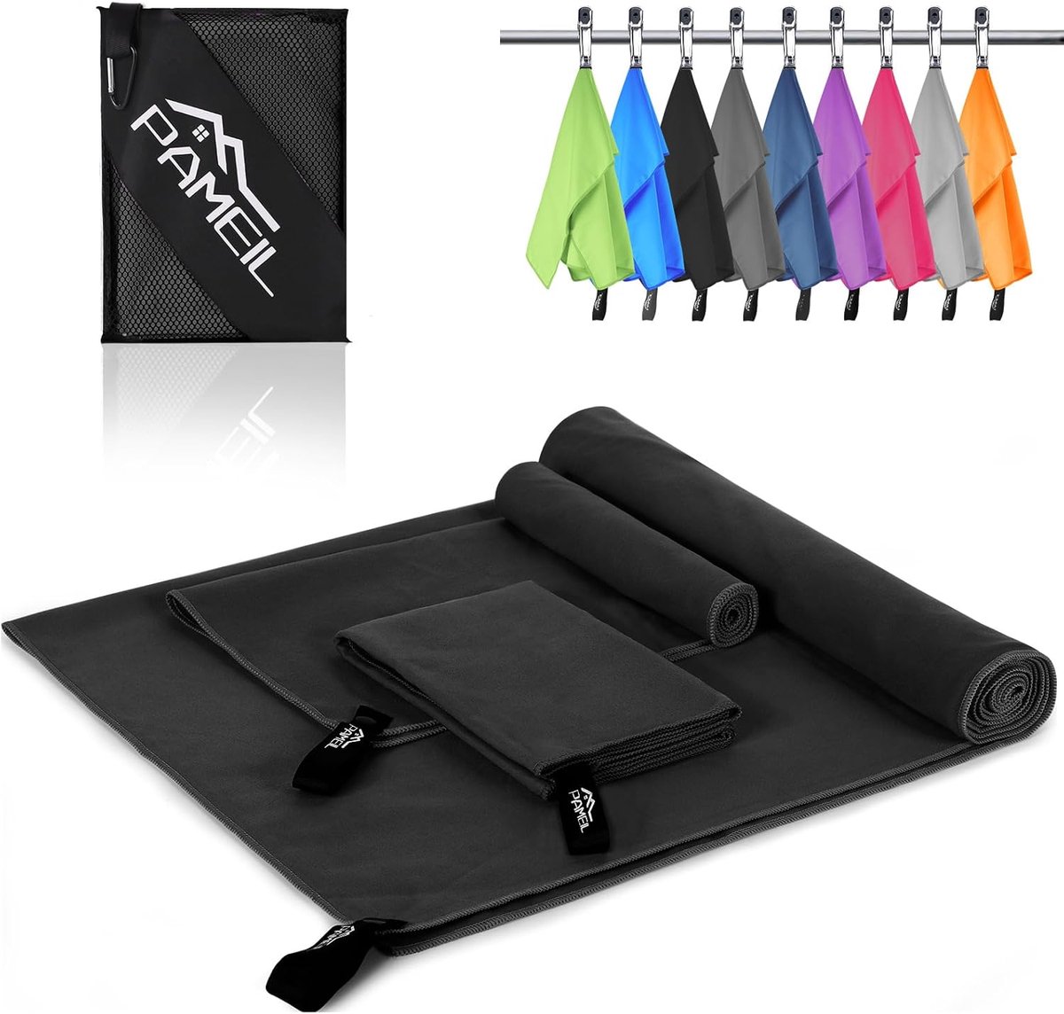 Thijox - Microvezel Handdoek Set van 3 - Sneldrogende Badhanddoeken 160x80 cm + 2 Reishand