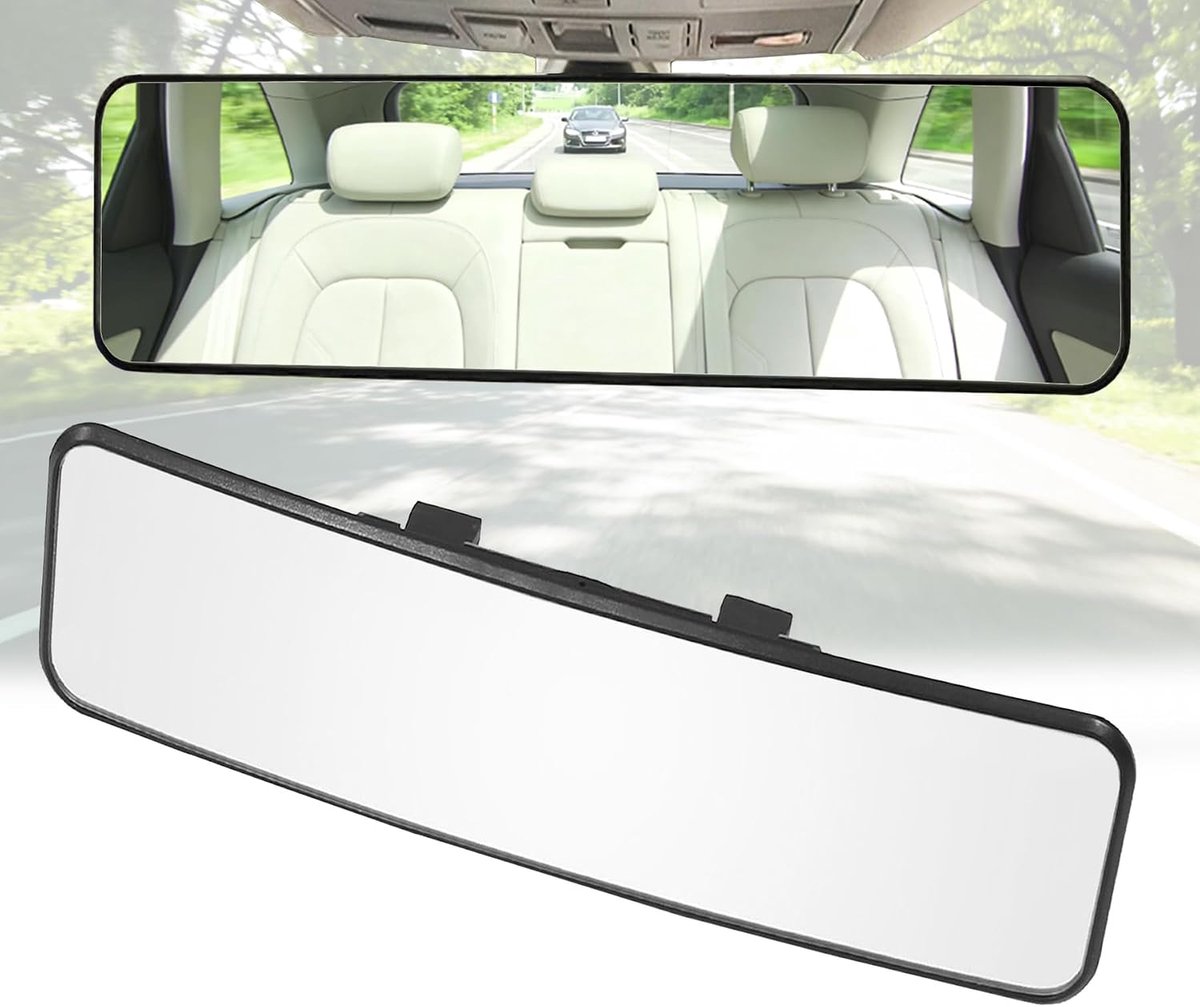 SnelShoppen - Universele Auto Interieur Spiegel - Panorama Achteruitkijkspiegel - Brede Hoek Convex Spiegel voor Auto's, SUV's, Vrachtwagens (29 x 7.3