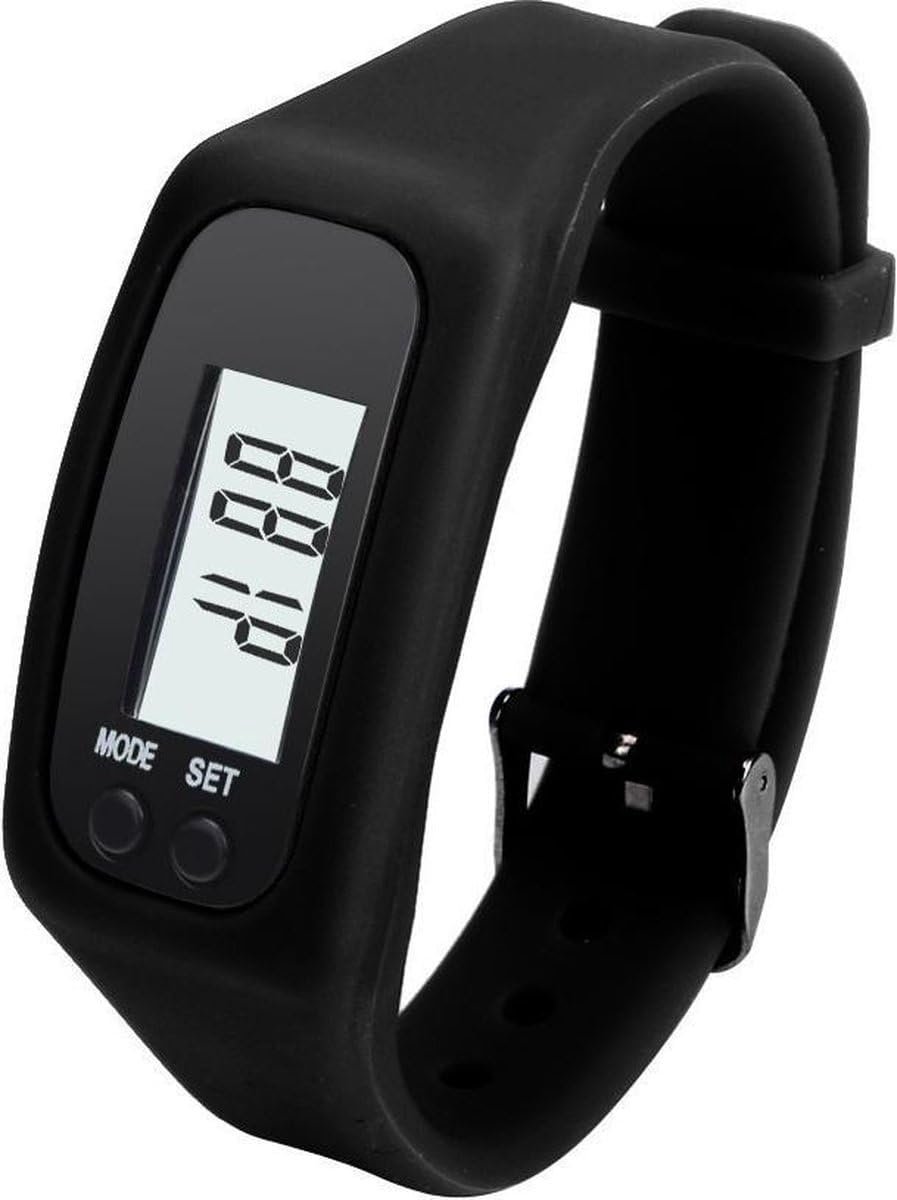 SnelShoppen - Digitale Stappenteller | Calorieënteller | Zwart | Silicone Band | Tijd, Afstand en Calorieën Weergave | Perfect voor Hardlopen, Wandele