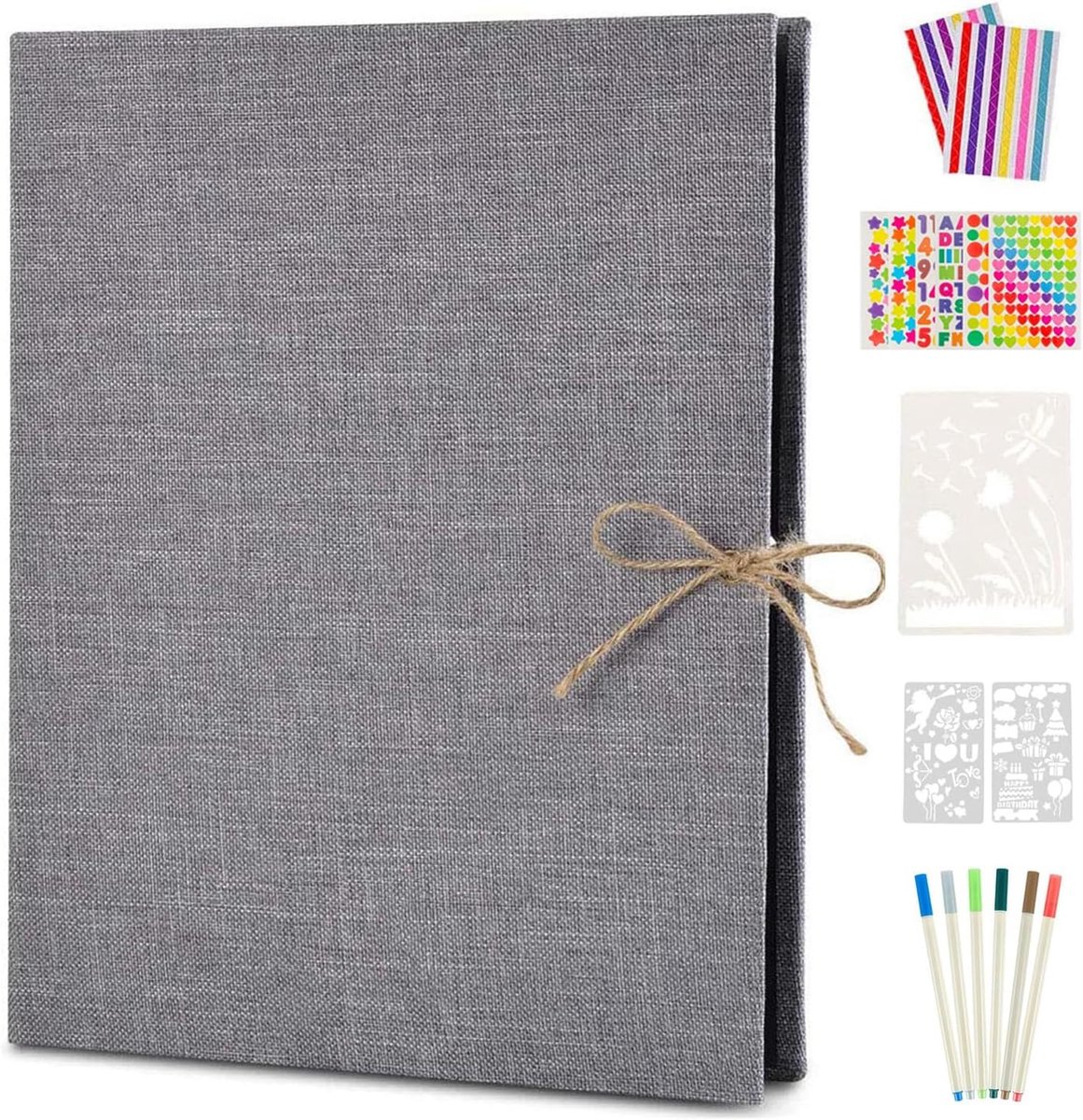 SnelShoppen - Photo Album Scrapbook 60 Zwarte Pagina's, Linnen DIY Herinneringen Boek, Refillable Familie Albums en Gastenboeken, Verjaardag en Kerst