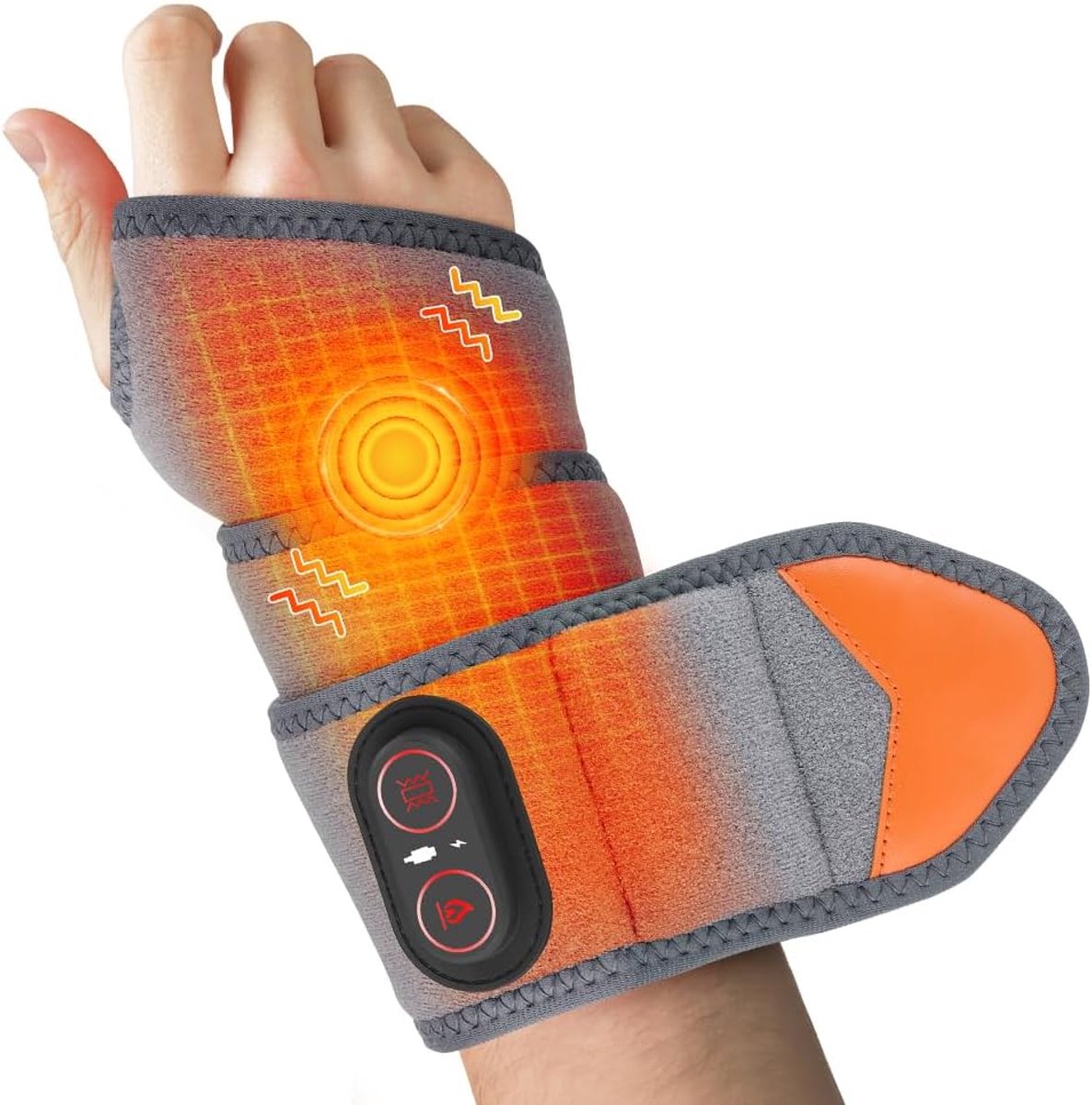 SnelShoppen - Hand Massager met Verwarmingspad, Draadloze Handmassageapparaat met 3000 mAh Batterij, Roodlicht, 3 Warmte- en 3 Vibratieniveaus, Elektr