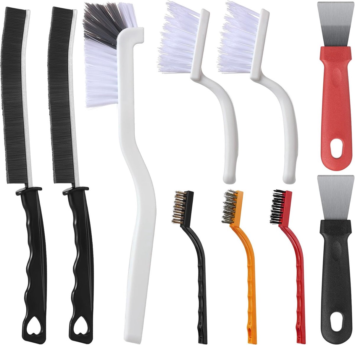 SnelShoppen - 10-delige Schoonmaakborstels Set, Multifunctionele Reinigingsborstels voor Kieren, Douche, Oven, Vloer - Inclusief Schrapers, Verschille