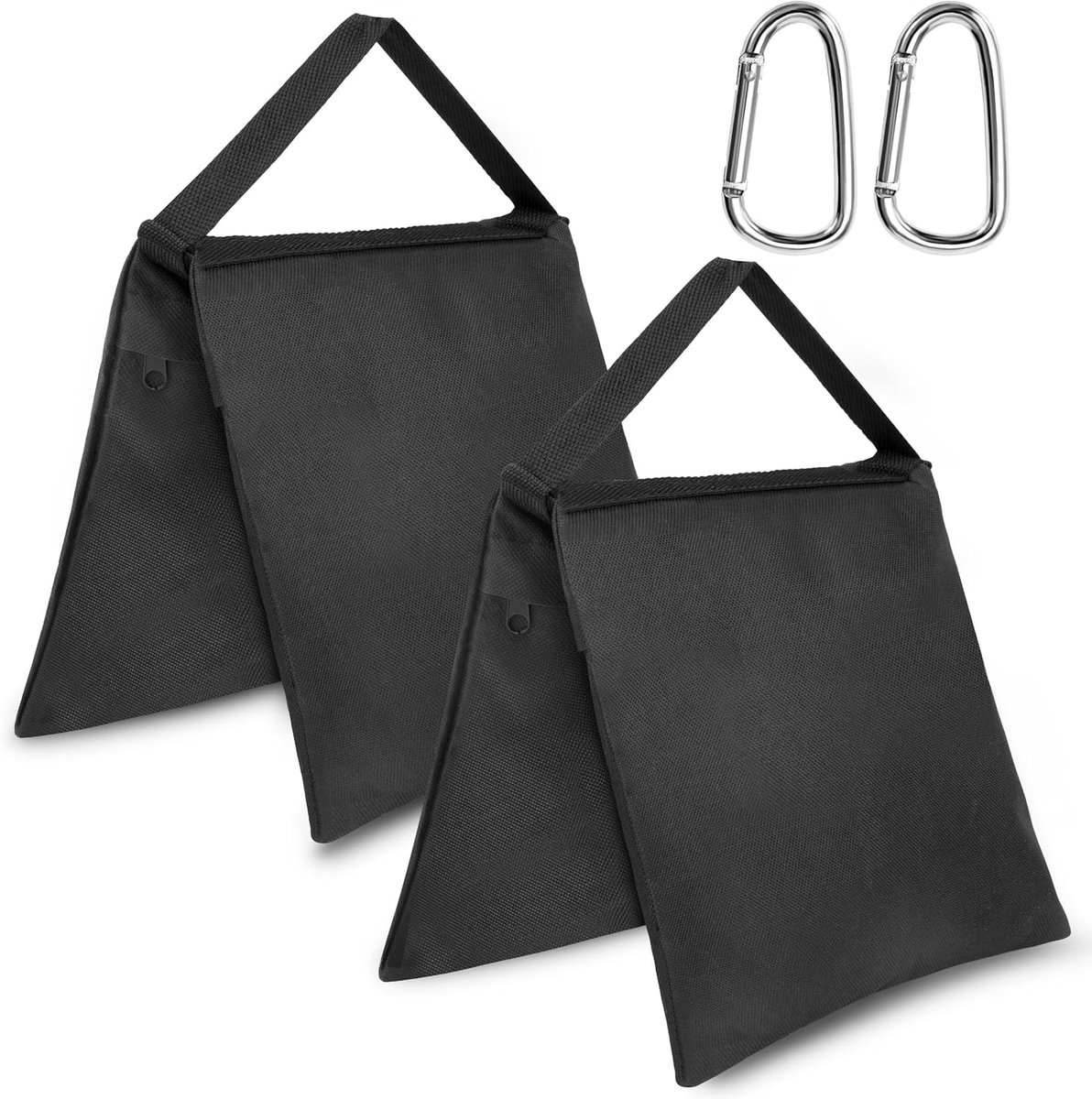 SnelShoppen - Zandzakken voor Fotografie, Lege Zandzak met Karabijnhaak, Gewichtstassen voor Lampstatief en Lichtstandaard, 2 Stuks, Zwart - Ideaal vo