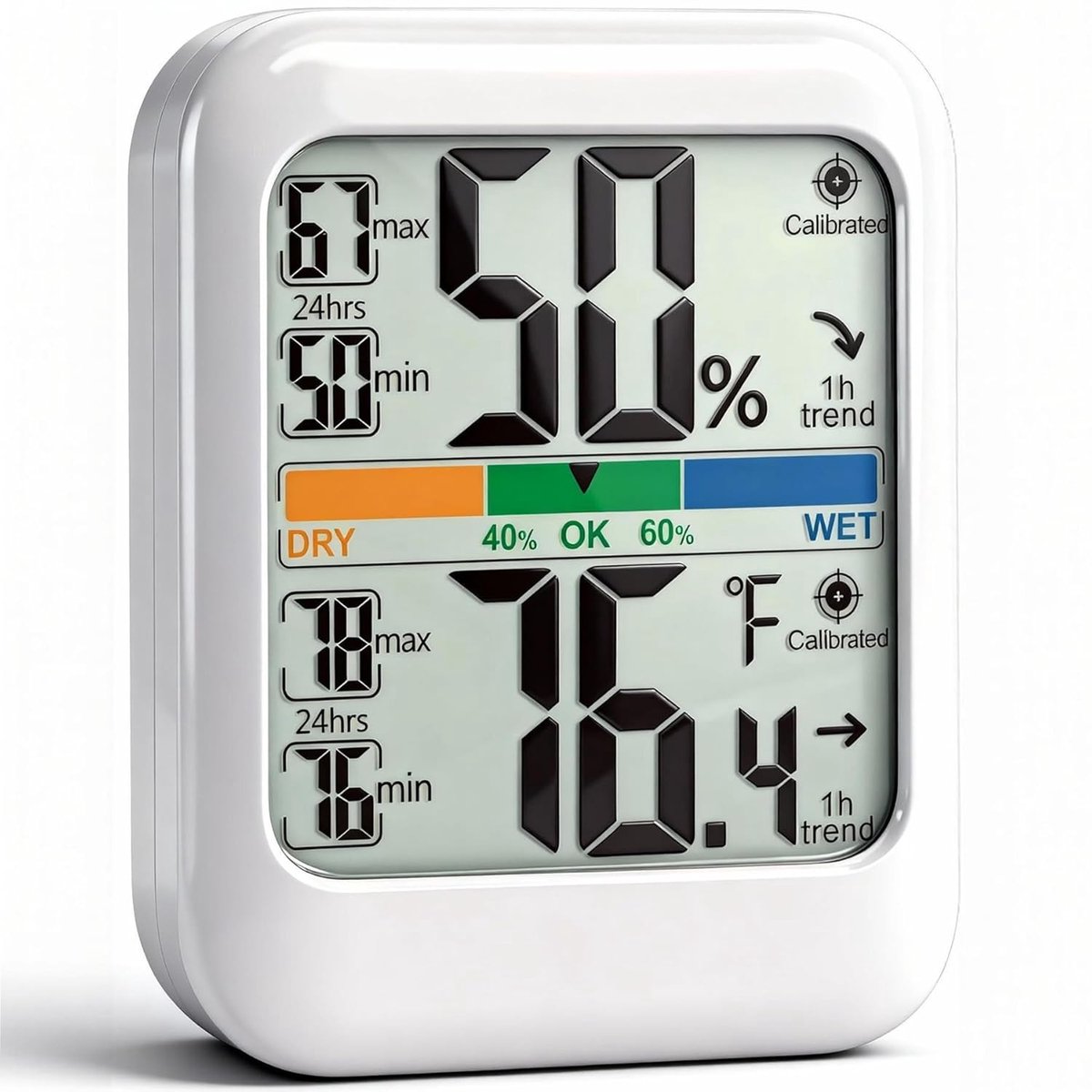 SnelShoppen - Digitale Hygrometer Binnenthermometer Vochtigheidsmeter met Max/Min-registratie voor Thuis, Baby, Kas en Reptielen - Temperatuur- en Voc