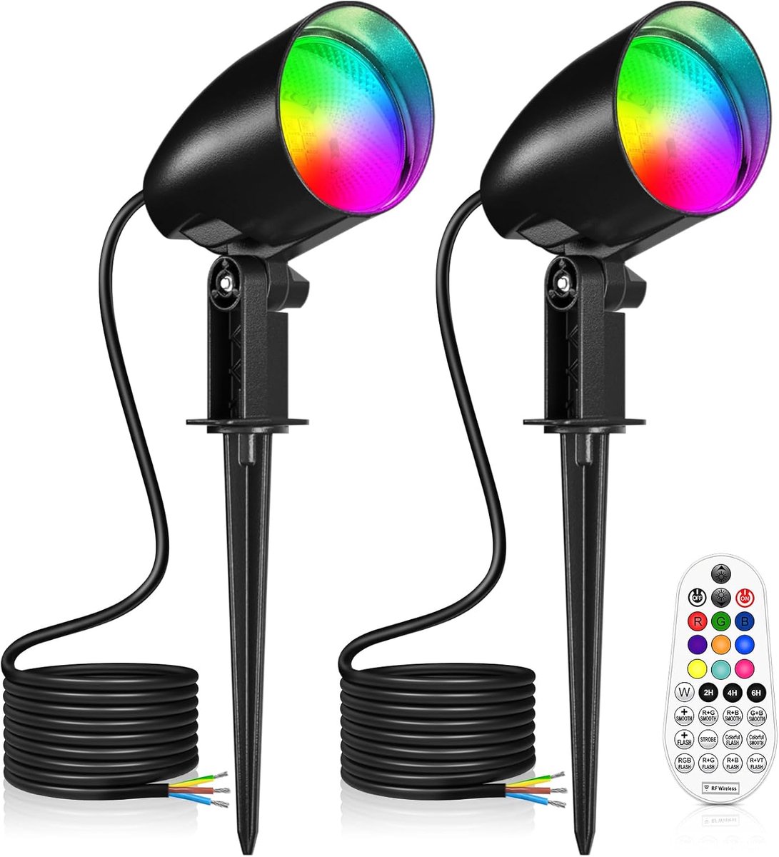 SnelShoppen - 2x MEIKEE 20W RGB Tuinverlichting, 10 Kleuren, 30 Dynamische Modus, IP66 Waterdicht, Superheldere Tuin Spotlights, Ideaal voor Buiten, T