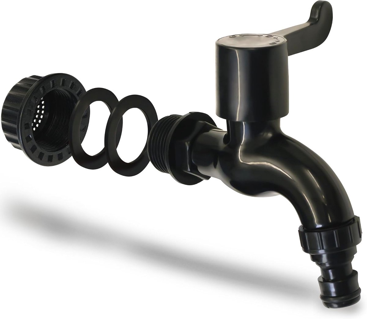 SnelShoppen - Drain tap voor regenton met filter, 3/4 inch waterkraan, universeel snelkoppeling, tap met afsluitfunctie voor regentonnen en waterreser