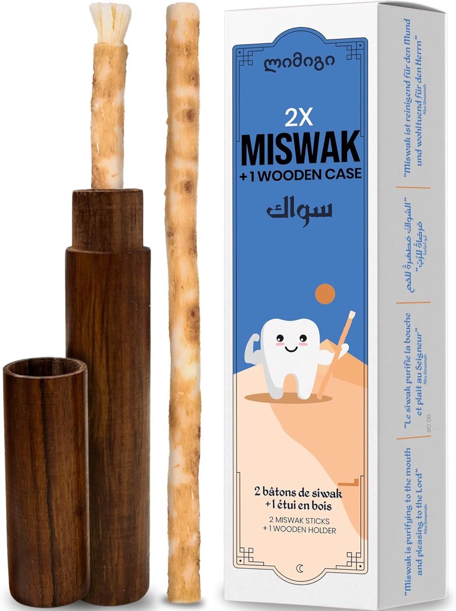 SnelShoppen - Miswak Sticks x2 met Etui – Natuurlijke Tandverzorging met Siwak Tandenborstel Sticks – Traditionele Mondverzorging – Biologisch en Duur