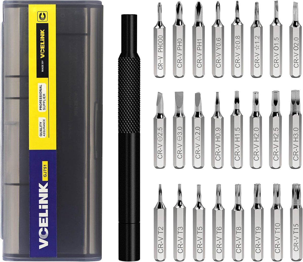 SnelShoppen - Precision Screwdriver Set 25 in 1 - Mini Schroevendraaierset met Magnetische Bits - Ideaal voor PC, Smartphone, Game Consoles, Tablet, M