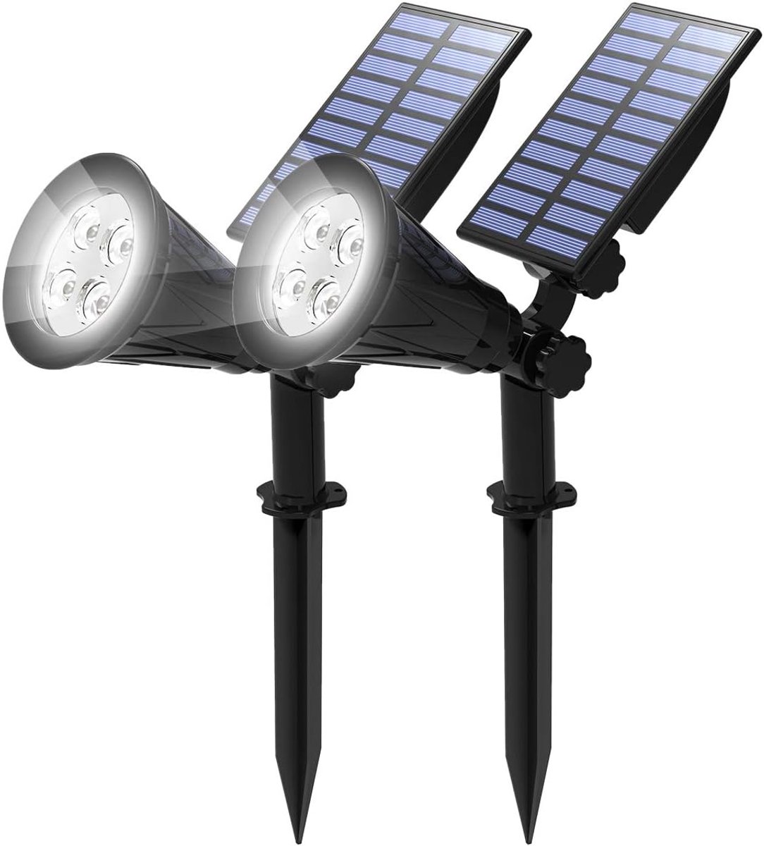 SnelShoppen - 2 Stuks Solar LED Tuinverlichting Buiten 6000K Witte Lichten, IP65 Waterdichte Solar Lampen, Auto Aan/Uit Tuinverlichting voor Tuin en O