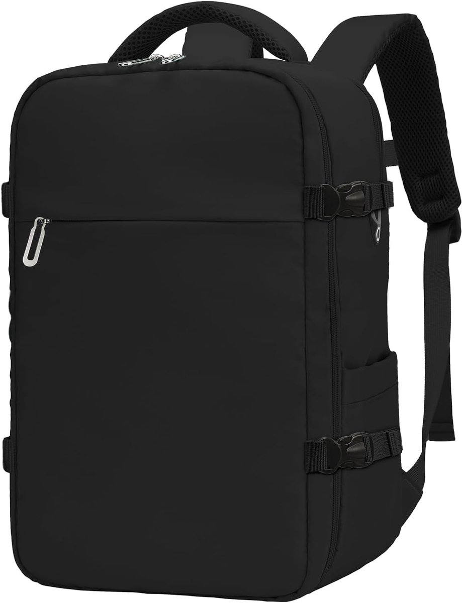 SnelShoppen - Rugzak Handbagage Vliegtuig 40x30x20 cm - Laptopvak - Zwart - Ideaal voor Dames en Heren - Reis Rugzak voor Vliegtuig en Dagelijkse Gebr