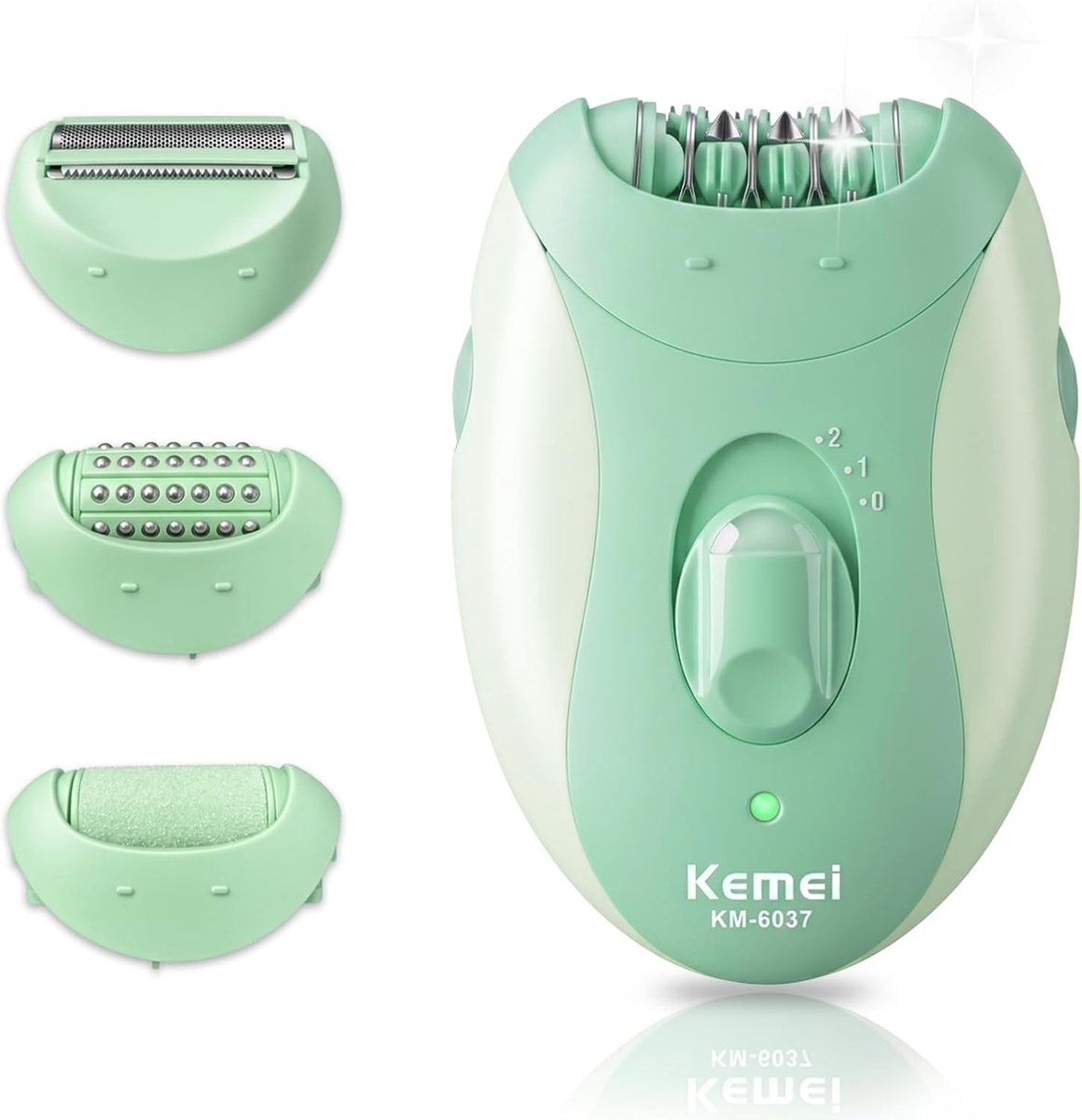 SnelShoppen - 4-in-1 Epilatorset Dames, Elektrisch Scheerapparaat met LED Licht, 2 Snelheden, 4 Opzetstukken voor Ontharing Gezicht, Oksels, Bikini, V