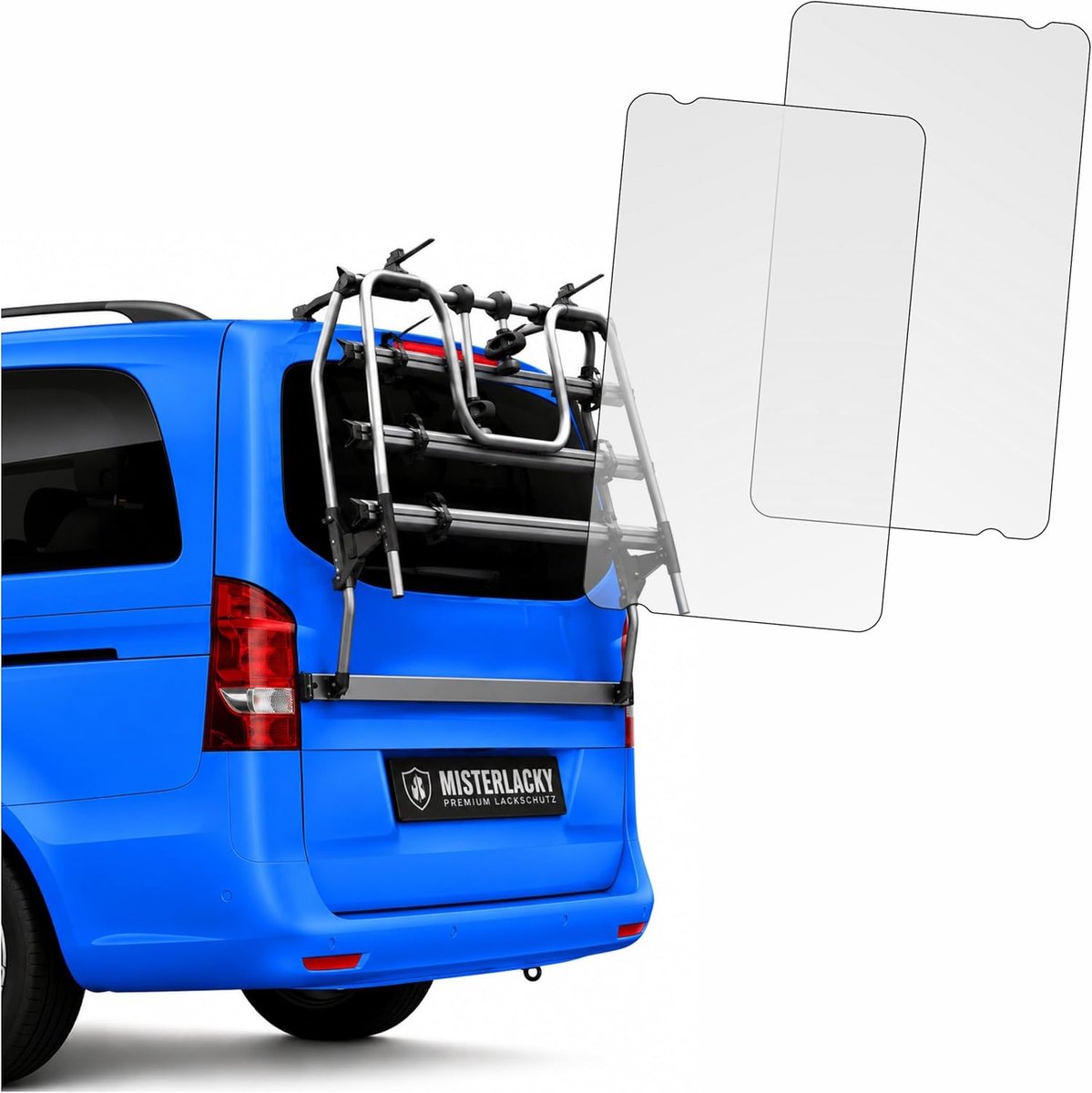 SnelShoppen - Lakbeschermingsfolie Achterklep Fietsendrager 2-Pack voor Mercedes V-klasse Vito Marco Polo EQV W447 | Transparante Beschermfolie + 7 Un
