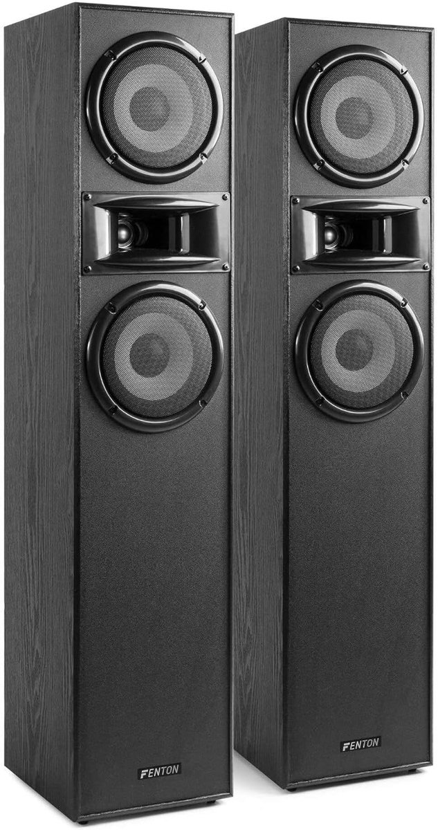 SnelShoppen - HiFi Vloerstaande Luidsprekers Set 400W, 2x 6.5" Woofers, Zwart, Perfect voor Muziek, Films en Gaming