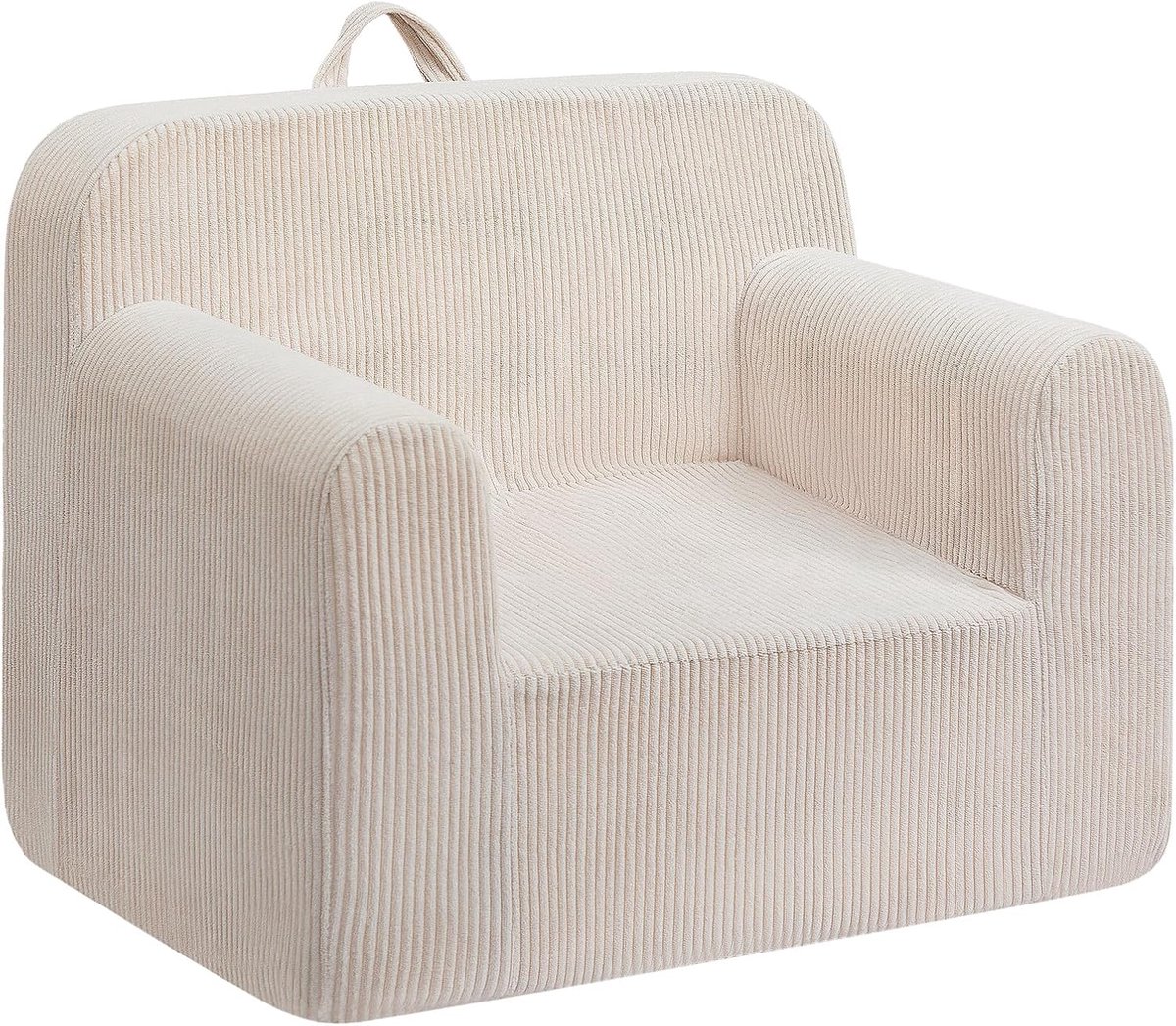 SnelShoppen - Ultra Zachte Cuddly Foam Kinderstoel, Enkel Zitzak in Katoen Velours, Beige, Perfect voor Lezen, Ontspannen en Knuffelen voor Jonge Kind