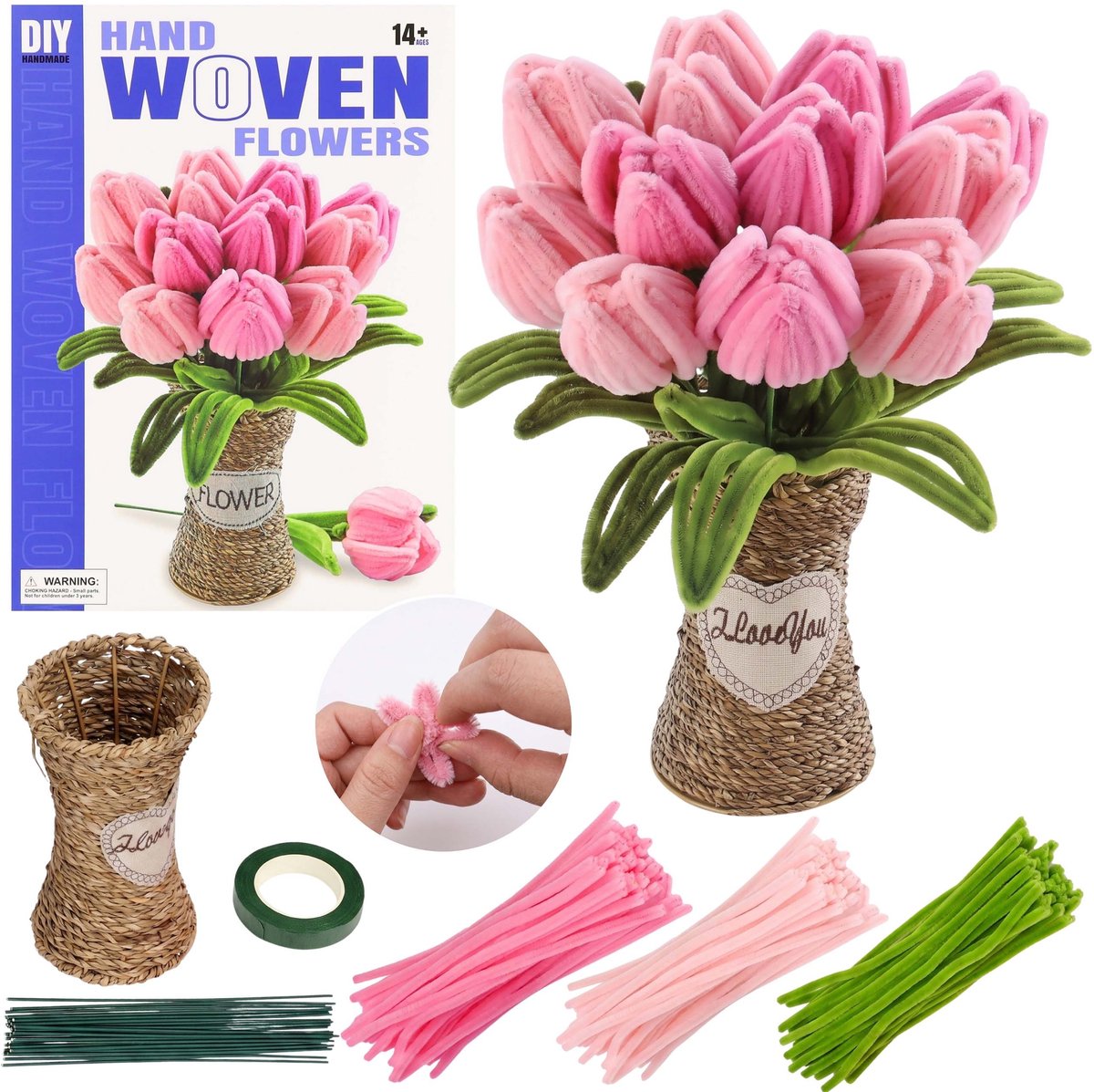Draadjes om bloemen te maken, set om boeketten in een vaas te maken, DIY tulpen voor meisjes 14+