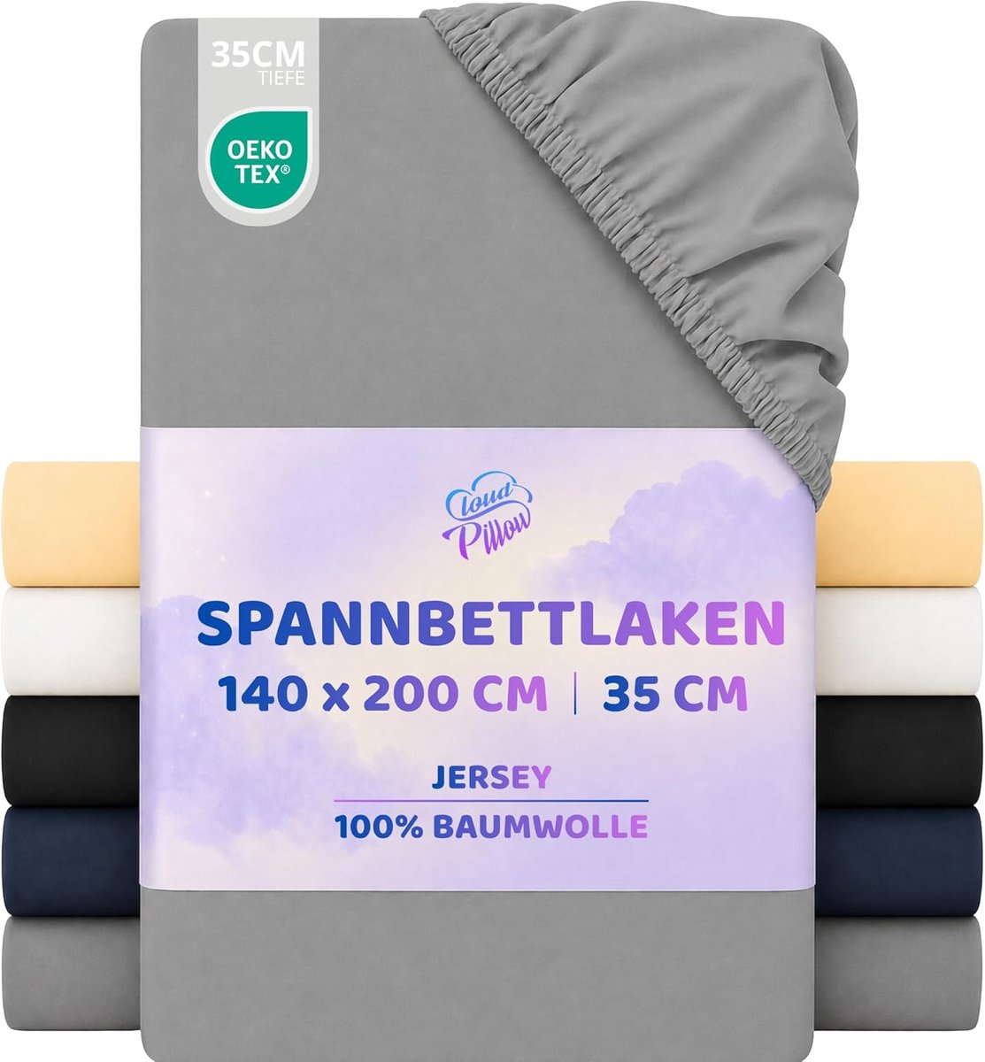 SnelShoppen - Hoeslaken 140x200 cm - Jersey Fitted Sheet voor Hoge Matrassen tot 35 cm - 100% Katoen - Elastisch - Dagelijks Slaapcomfort - OEKO-TEX S