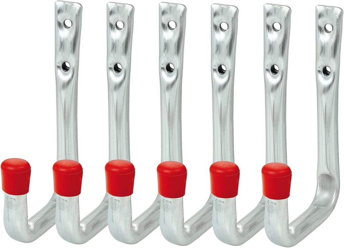Thijox - Wandhaken - Gereedschapshaken Set van 6 - U-vorm - Draagvermogen tot 35 kg - Weerbestendig - Garagehaken - Tuinhaak - Made in Germany