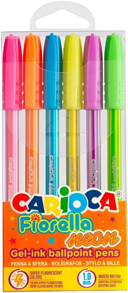 Thijox - Fiorella Gelpen Neonkleuren 6 Stuks - Punt Ø 0,1 mm - Perfect voor School, Universiteit en Kantoor - Creatief Schrijven en Tekenen