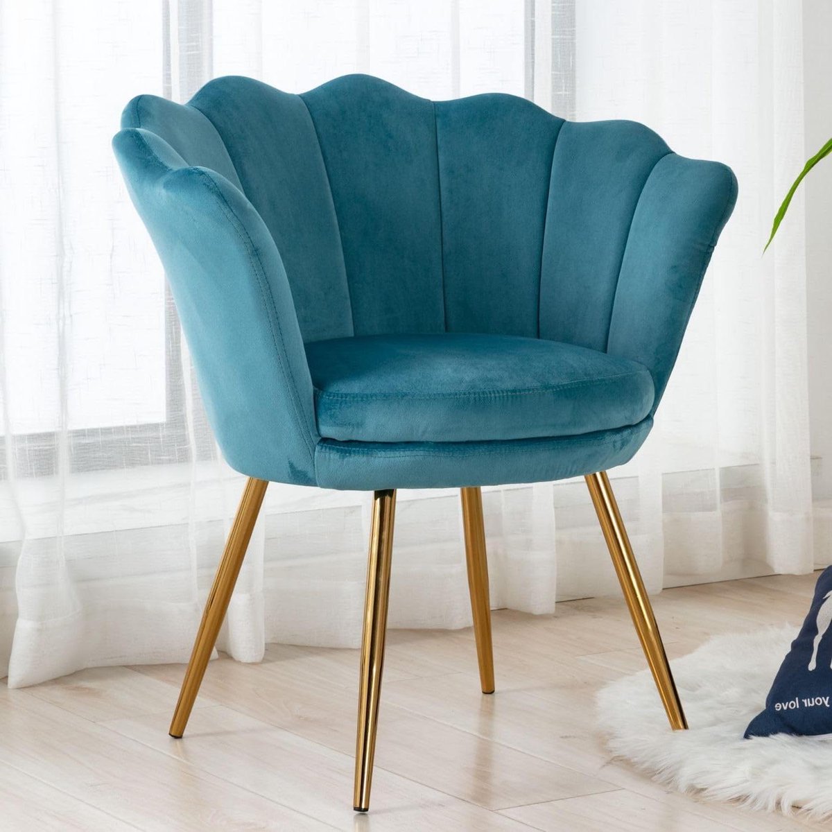 Woonkamerstoel - Loungestoel fluweel - Comfortabel zitten - Schaalvormig design - 76 cm ho