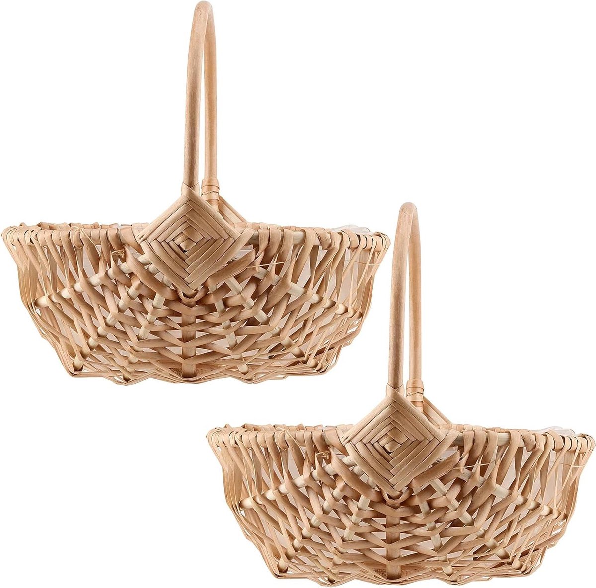 Rieten Mand Set - Decoratie Manden - Bloemen Presenteren - Met Plastic Voering - 25 cm Lengte - Bruin